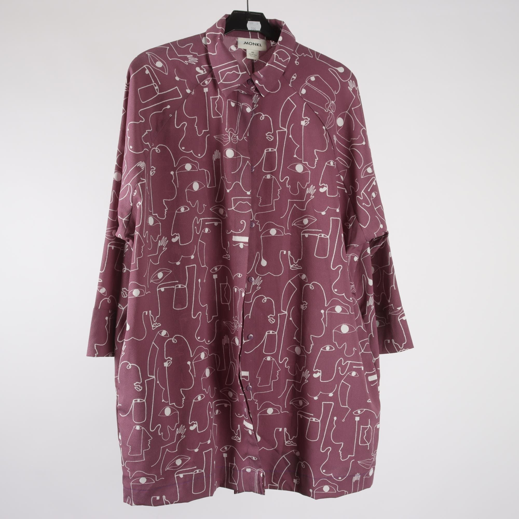 Blus, Monki, lila, vit, stl. XS.