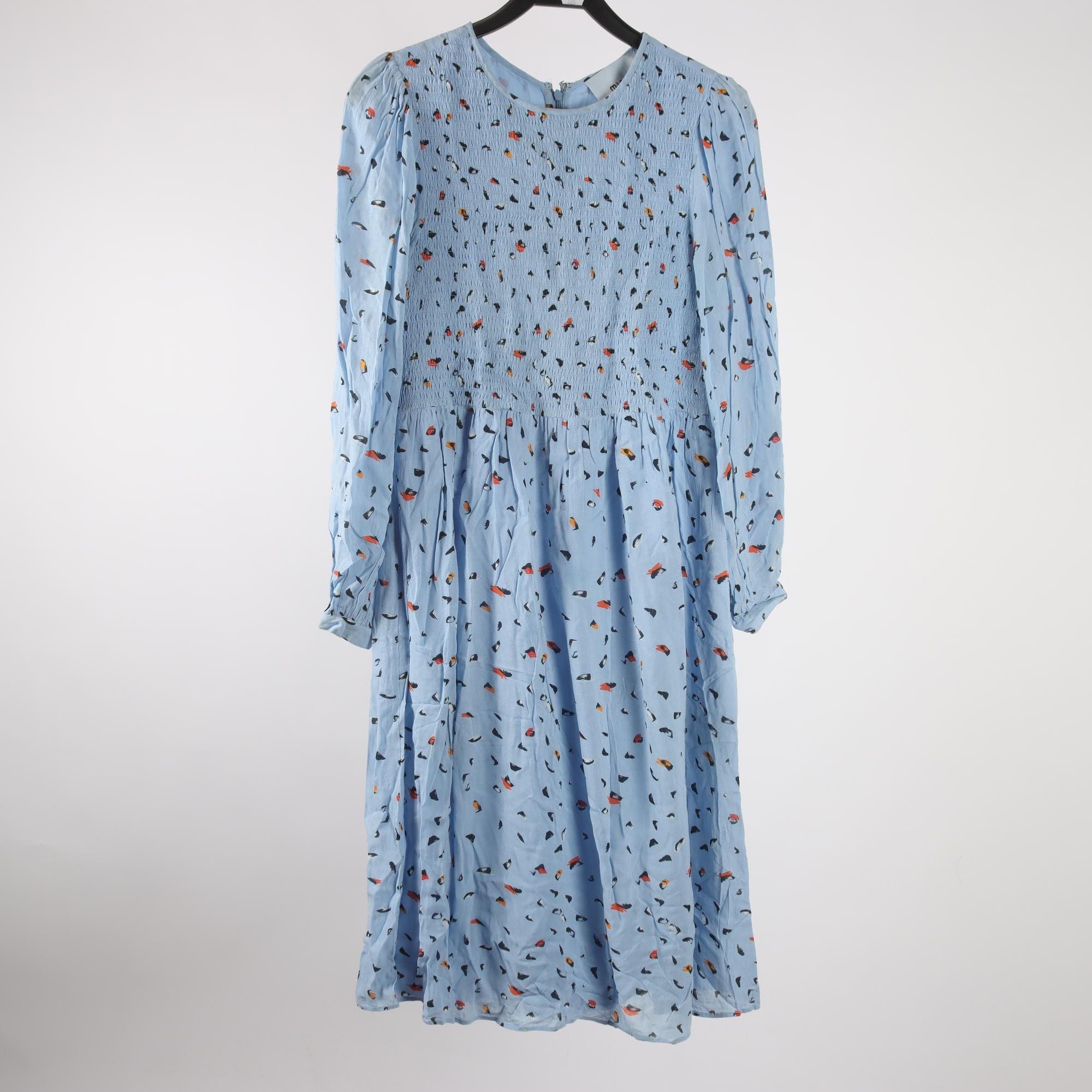 Klänning, Minus, ljusblå, smock, mönstrad, stl. 38.