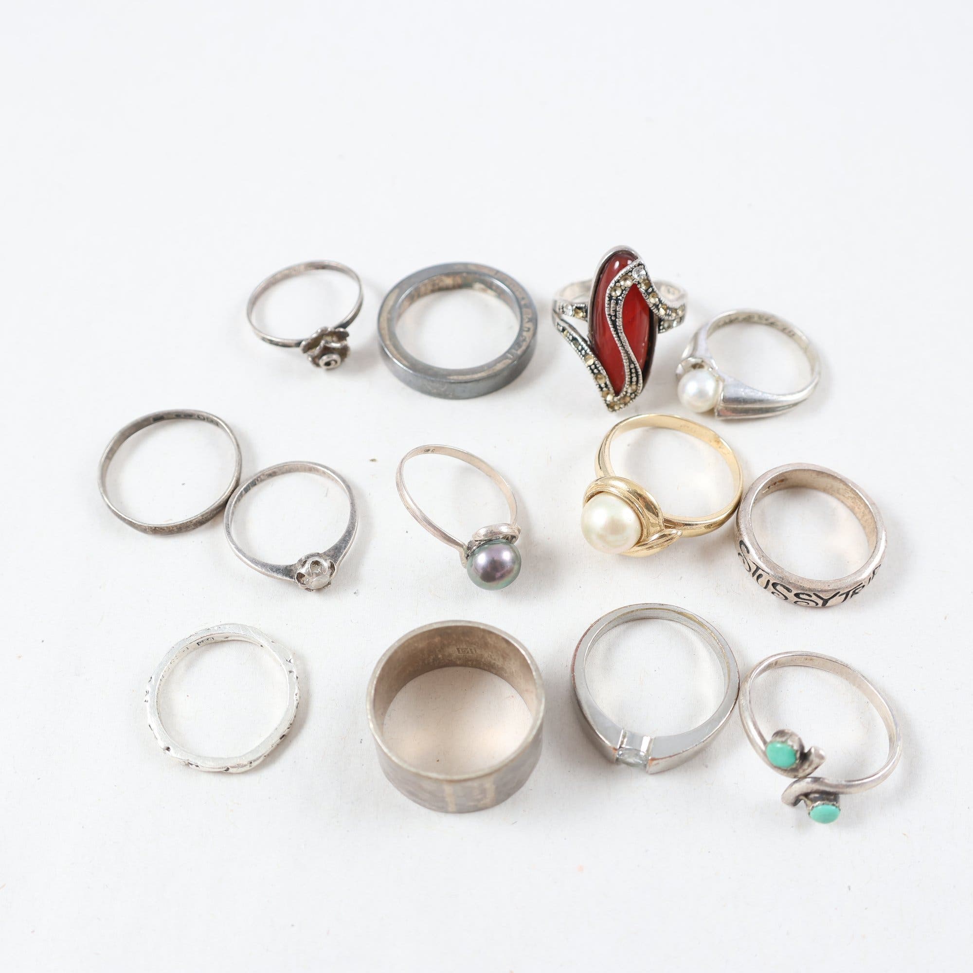 Parti silver ringar, diverse