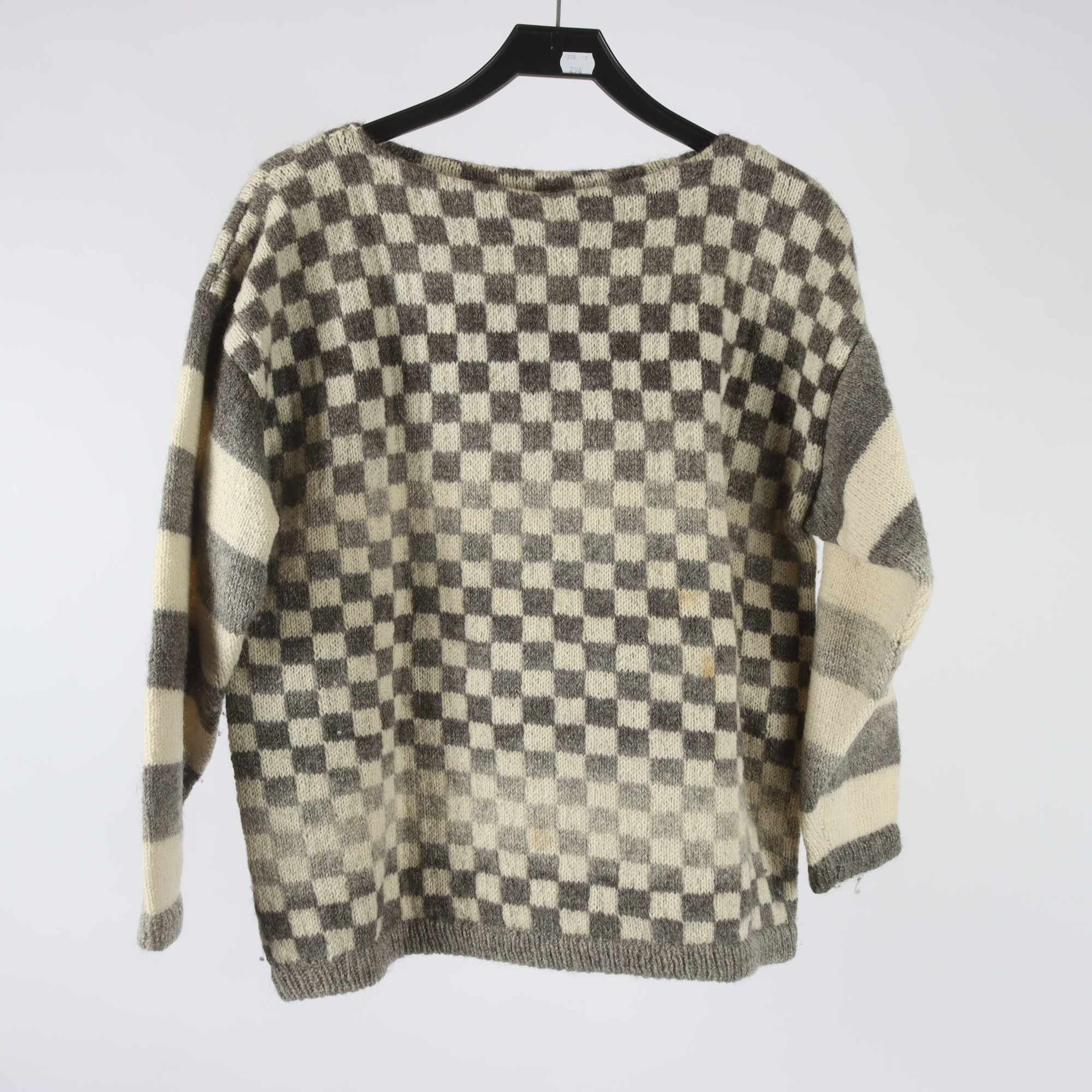 Tröja, Okänd, grå, beige, ull, stl. ca. M.