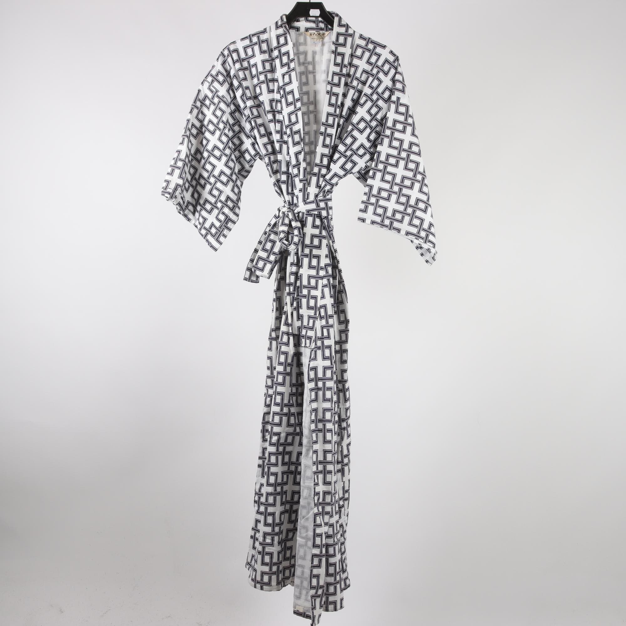 Kimono, Okänd, vit, blå, stl. L.