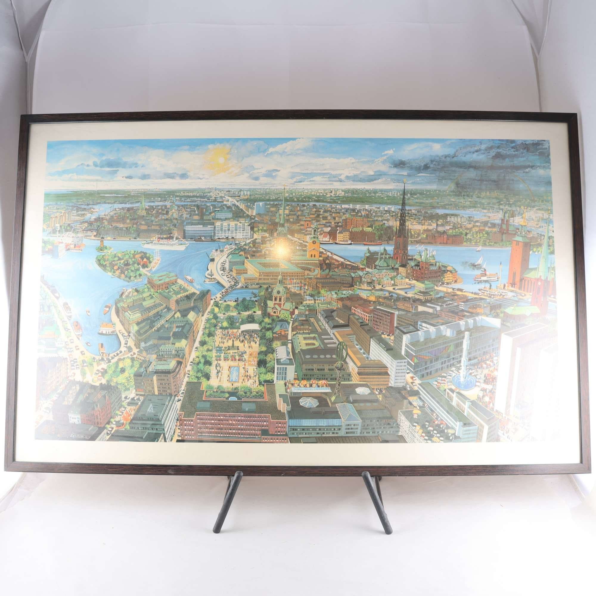 Ofsettryck, vy över Stockholm, David Bracken. Endast avhämtning
