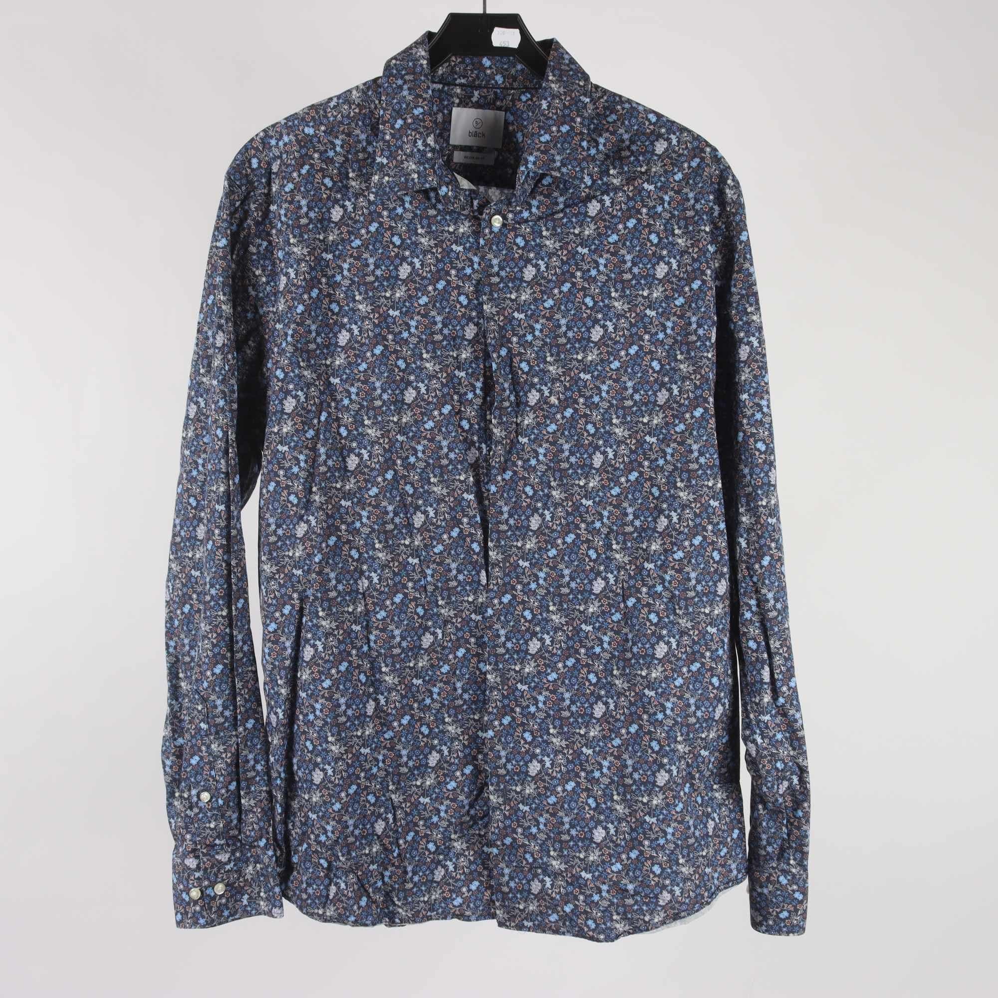 Skjorta, Bläck, blommig, blå, stl. XL.