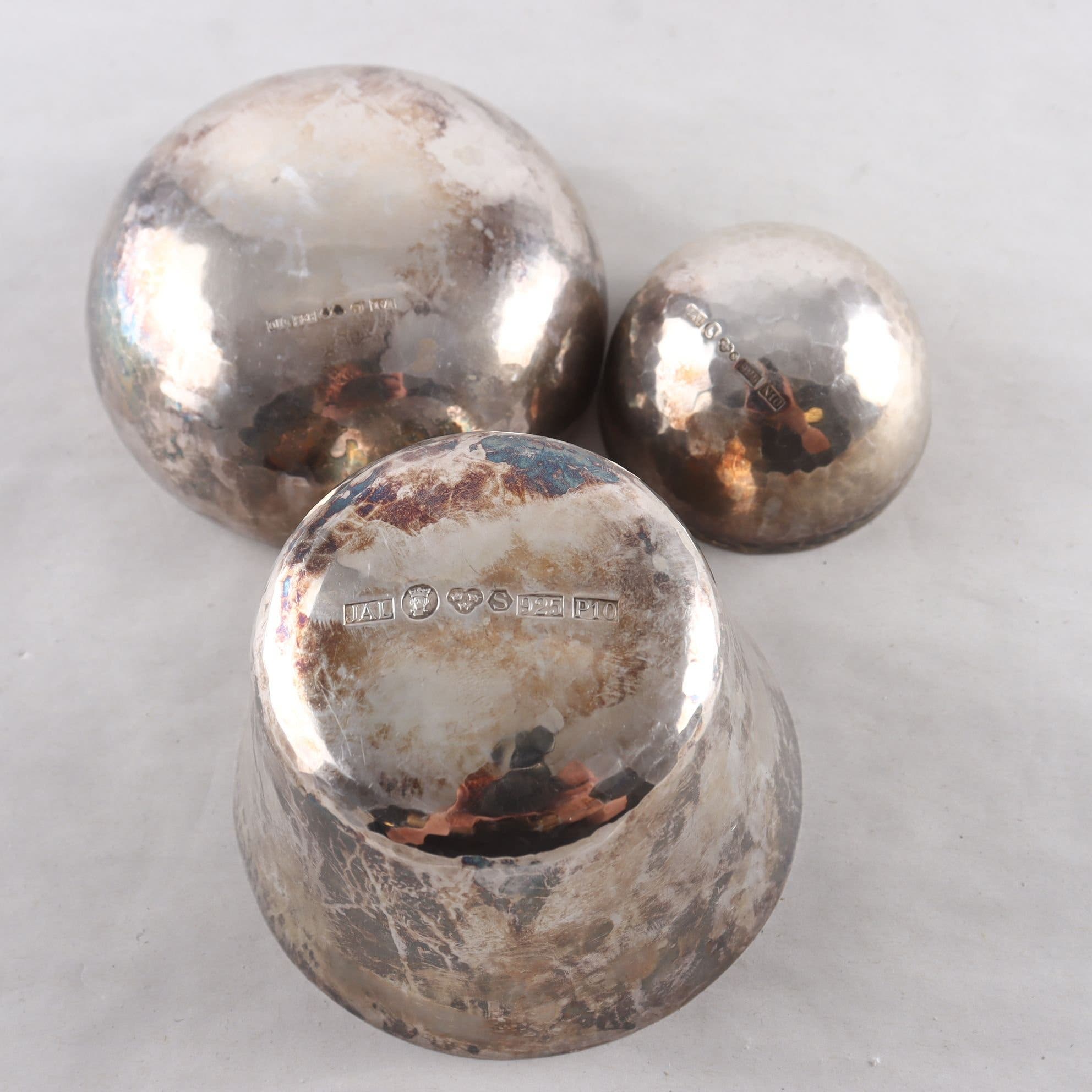 Skålar, sterling silver, Jan Lundgren. 3 st