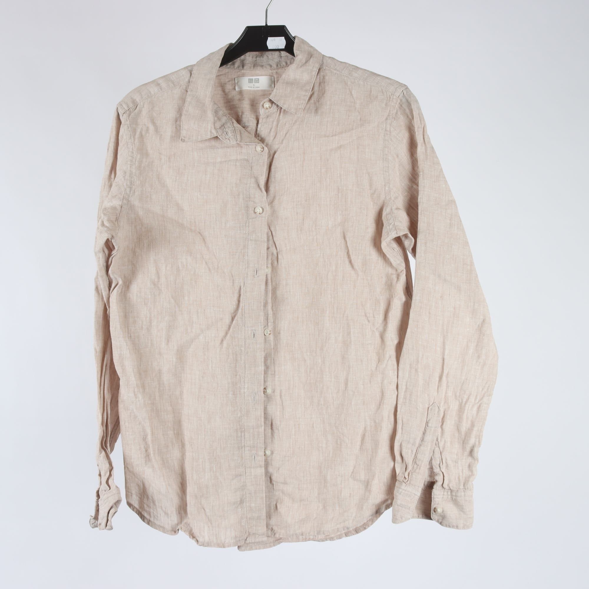Blus, Uniqlo, beige, 100% lin, stl. S.