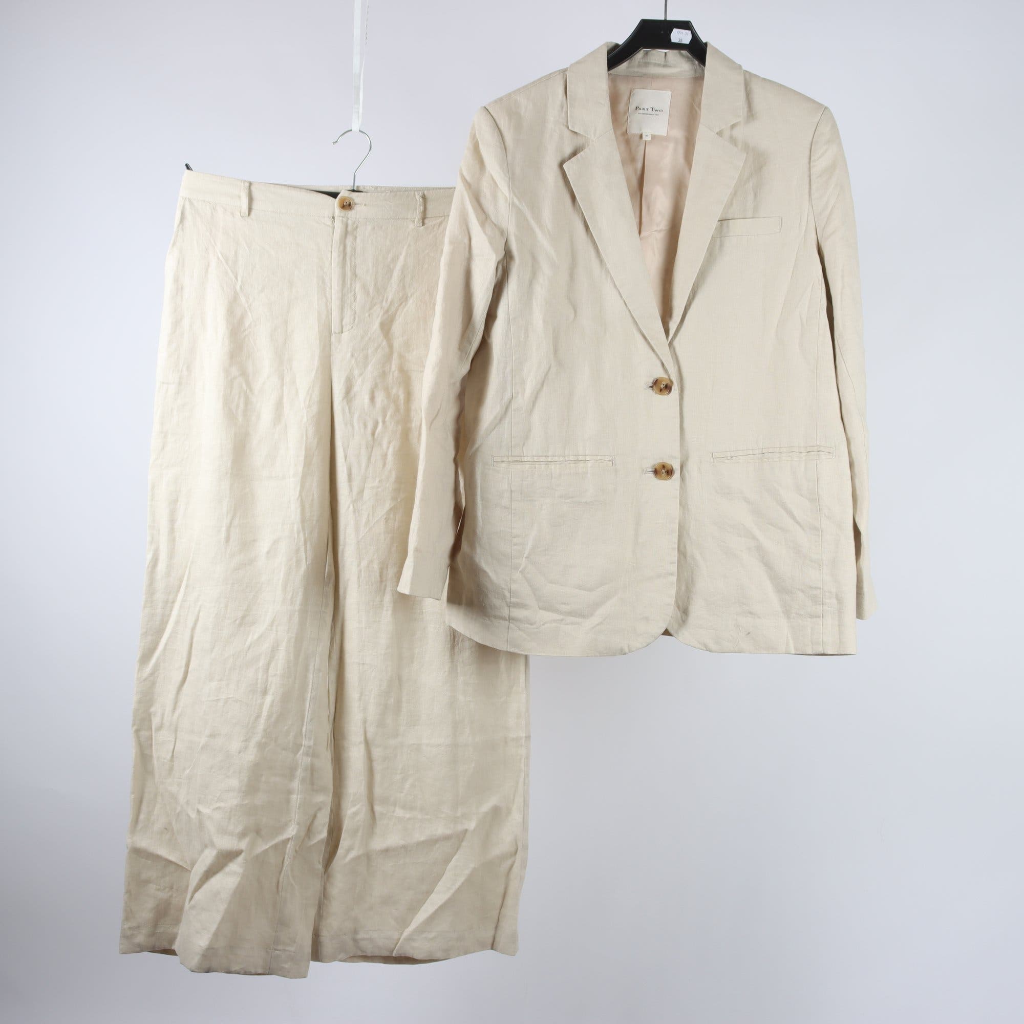 Kostym, Part Two, beige, 100% linne, stl. 40