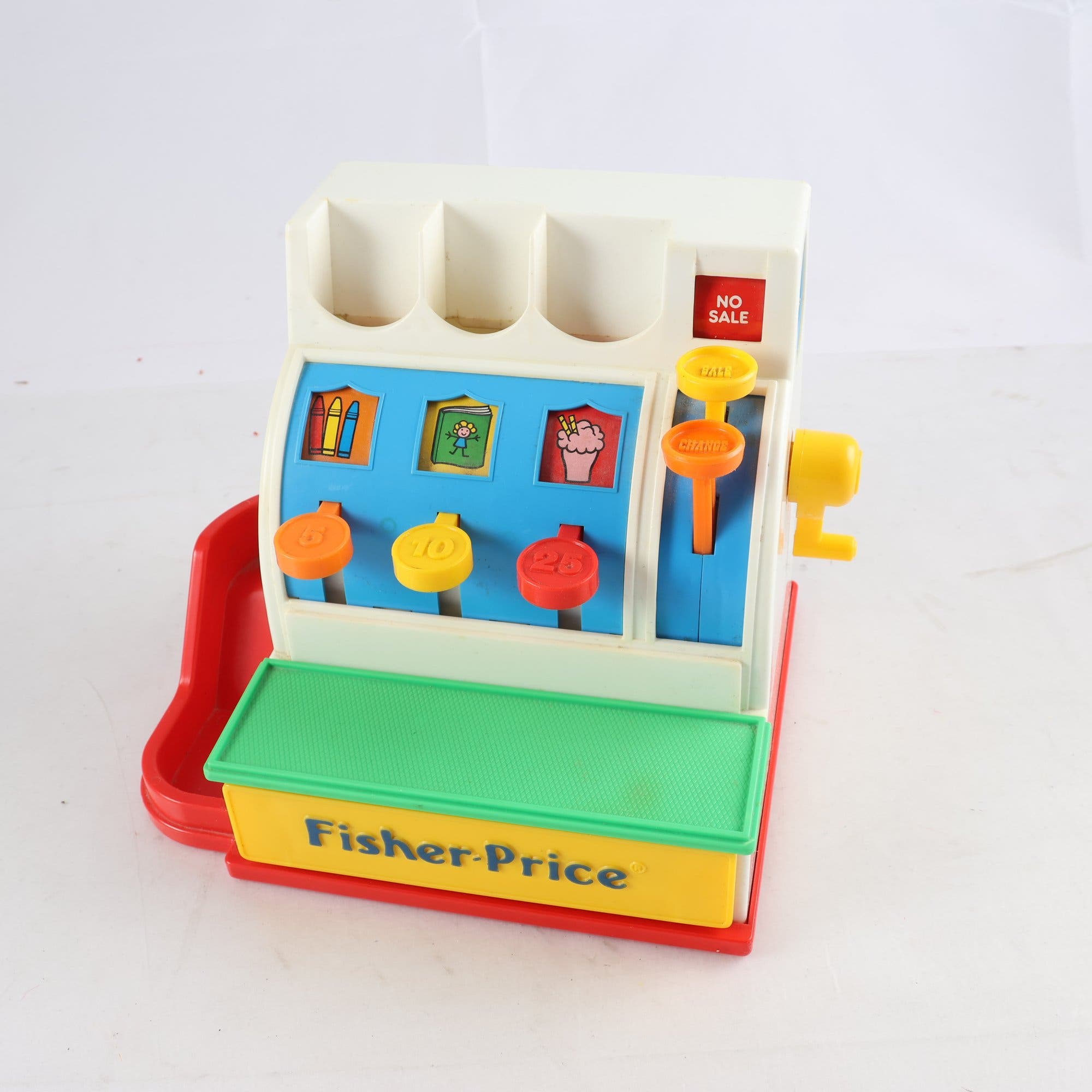 Kassa, Fisher price, med mynten. Samfraktas ej