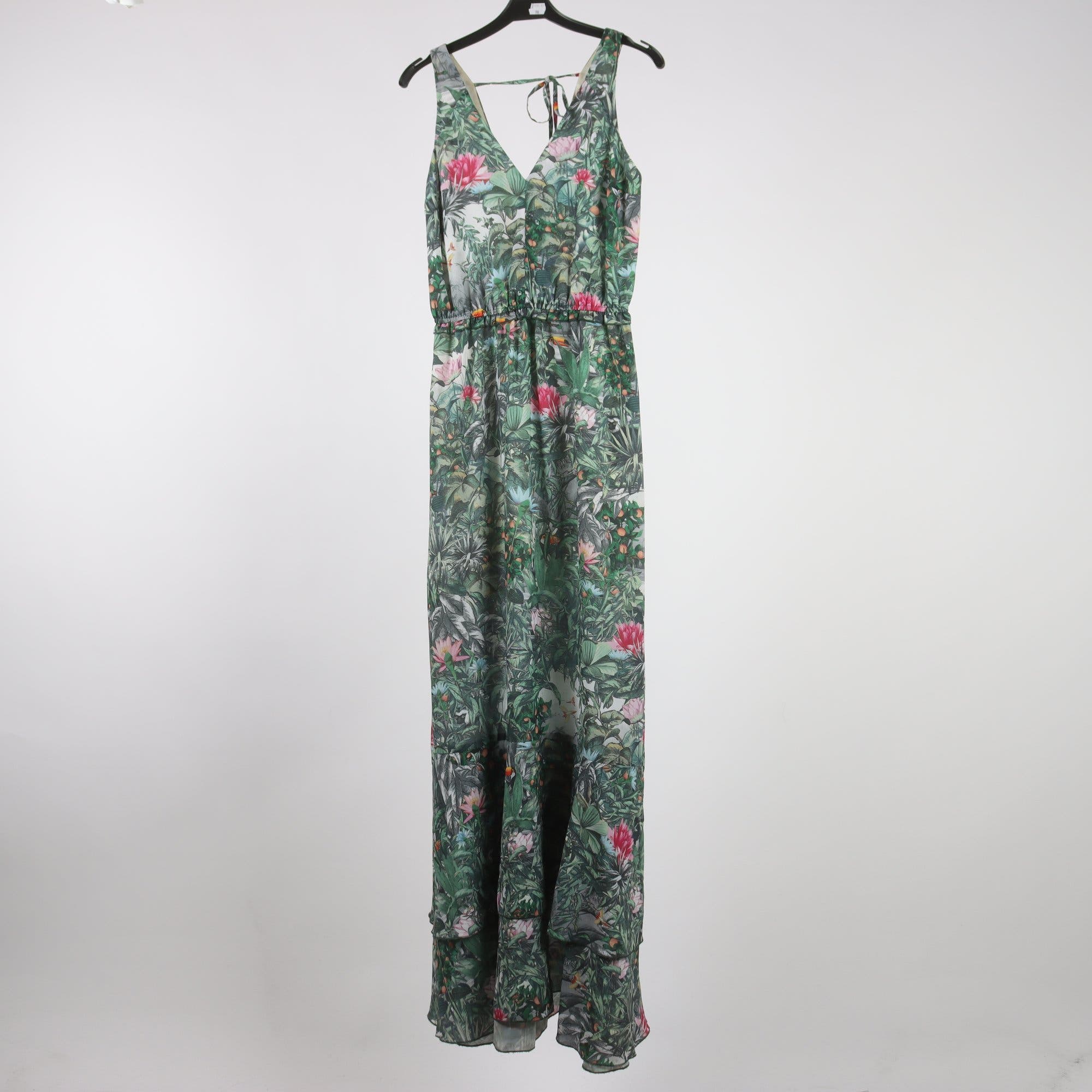 Klänning, H&M Conscious Collection, grön, mönstrad, stl. 34