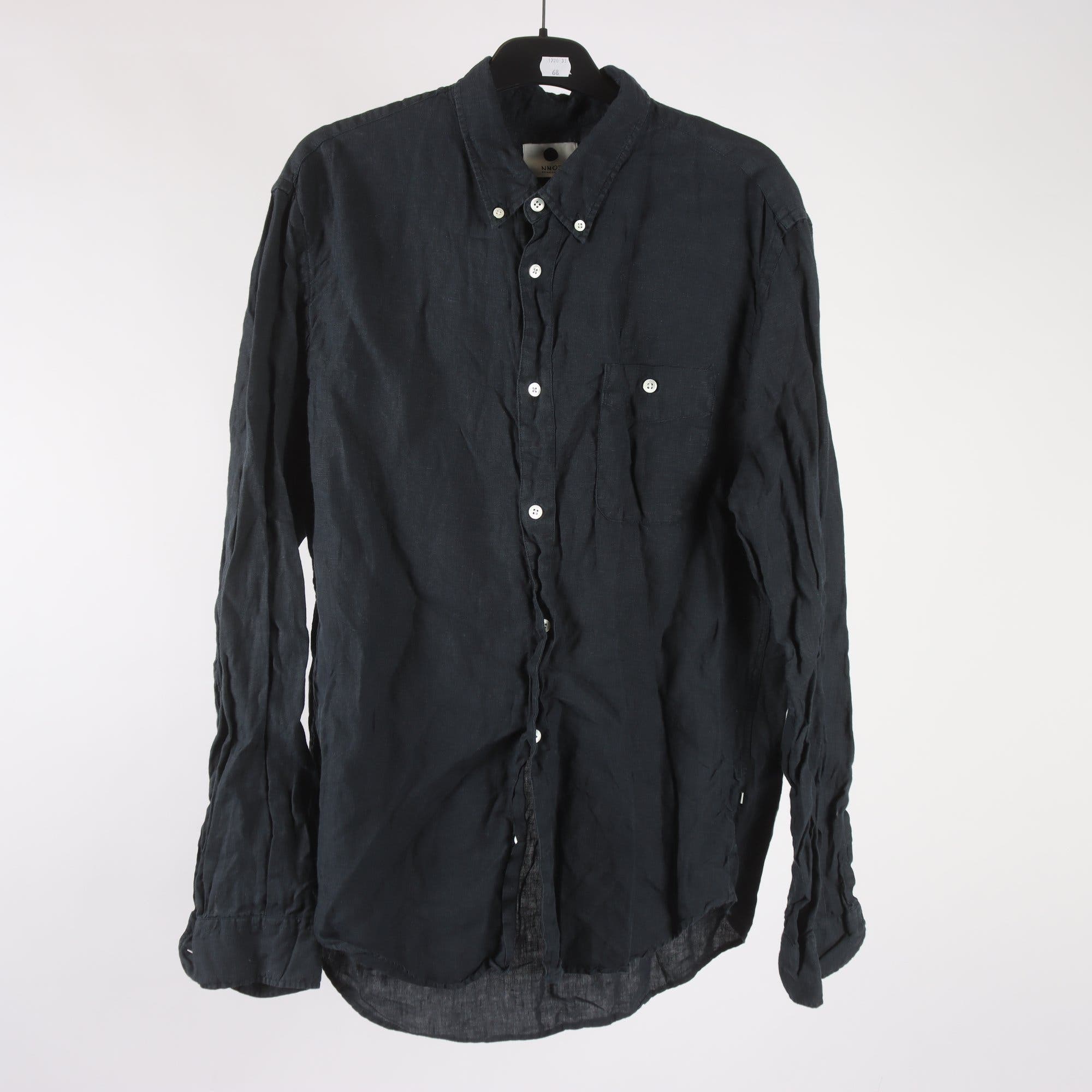 Skjorta, NN07, blå, 100% linne, stl. XL