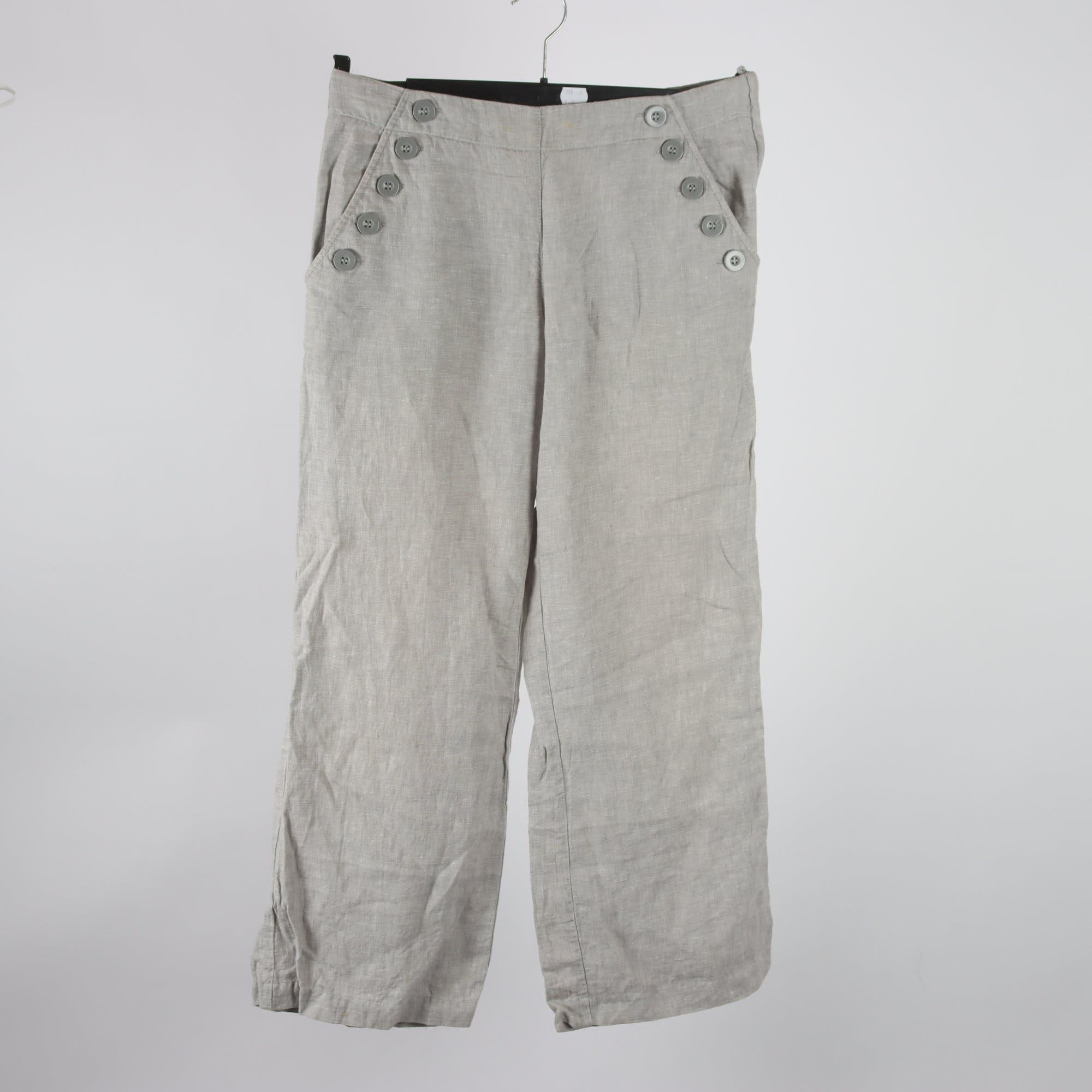 Byxor, H&M, grå, 100% lin, stl. 36.