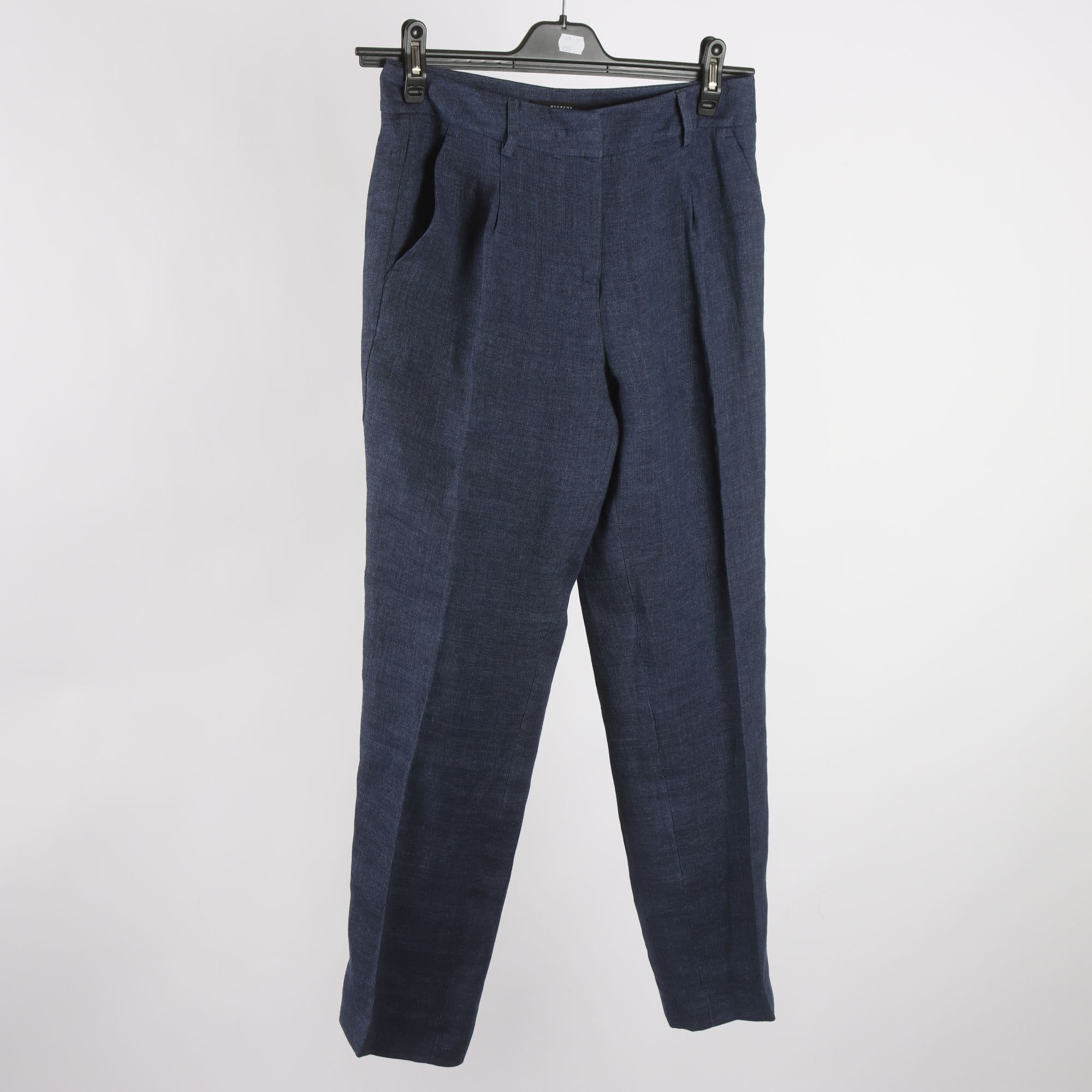 Byxor, MaxMara x Weekend, blå, 100% lin, stl. 36.