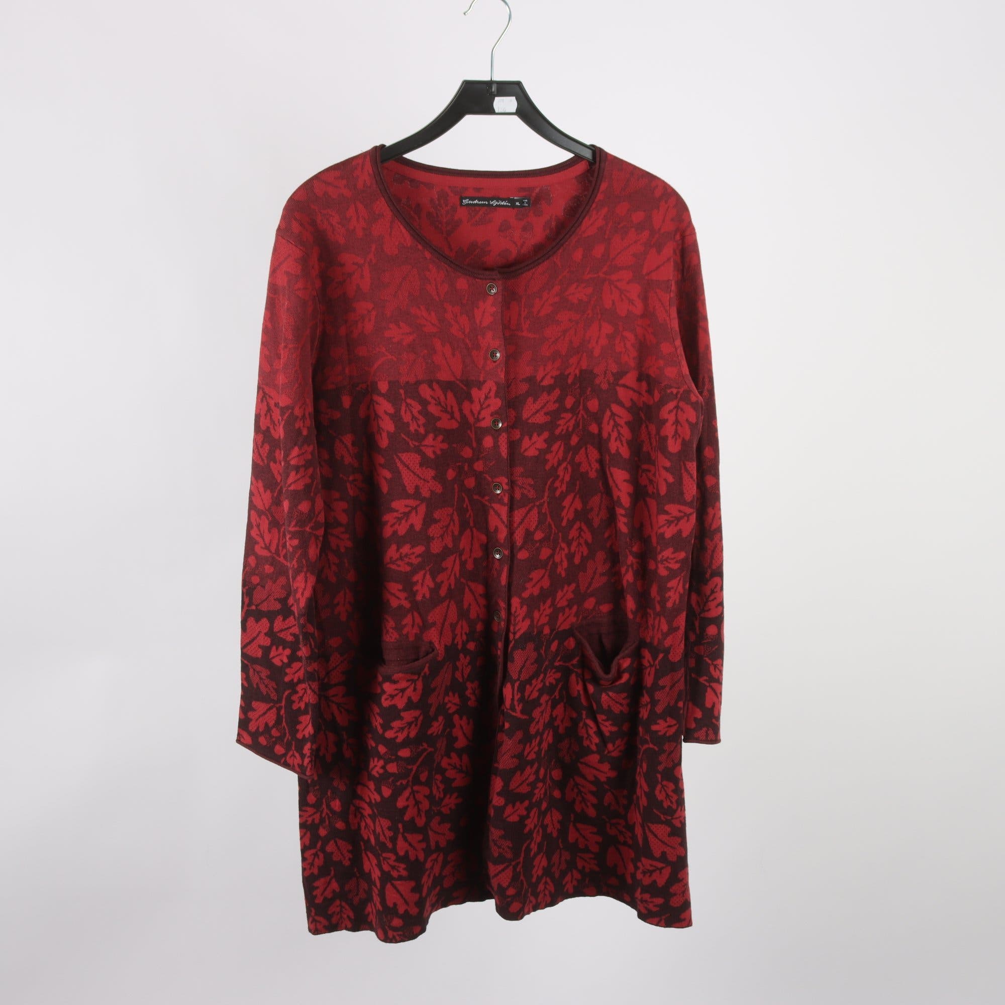 Kofta, Gudrun Sjödén, röd, vinröd, stl. XL.