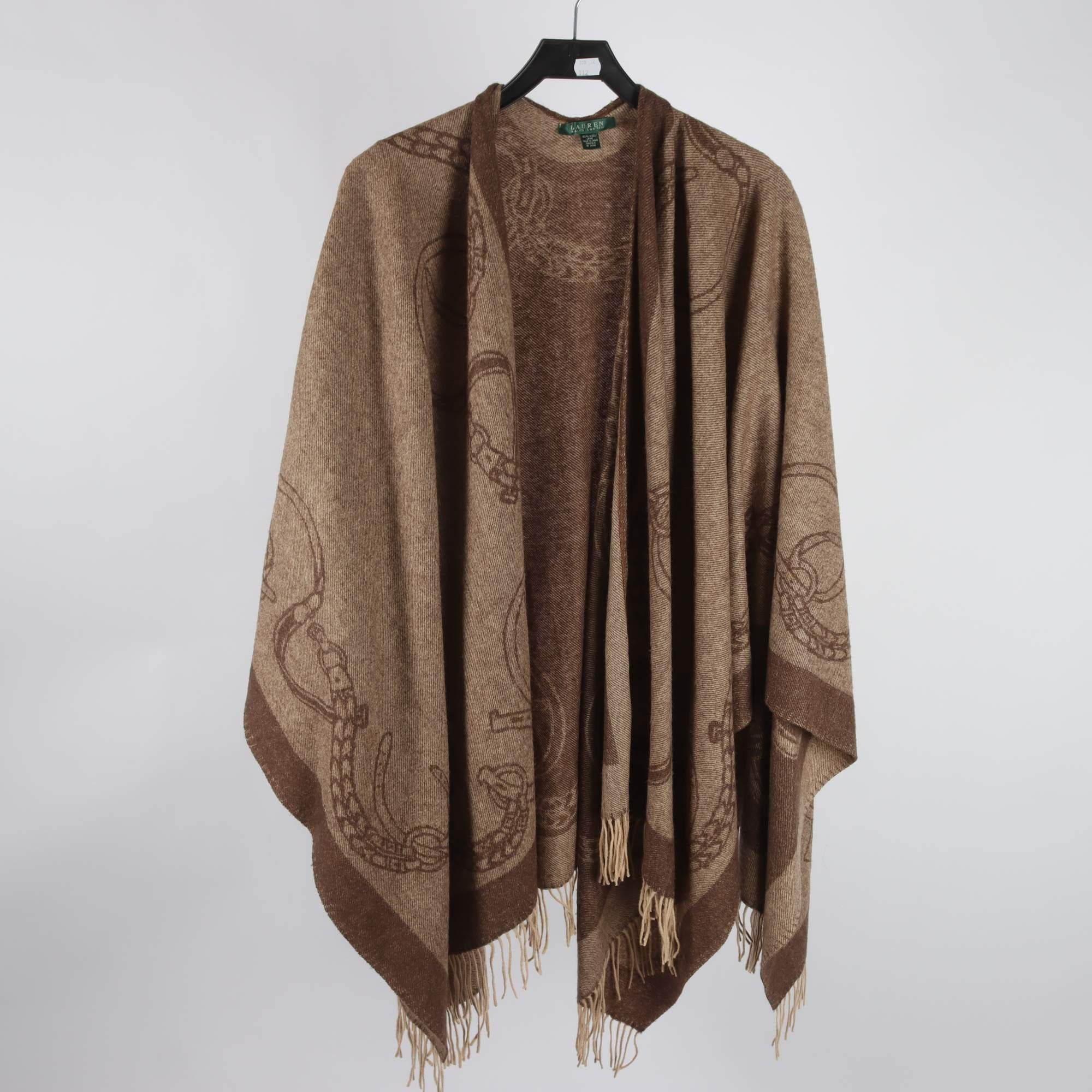 Cape, Lauren Ralph Lauren, brun, 100% ull, stl. one size.