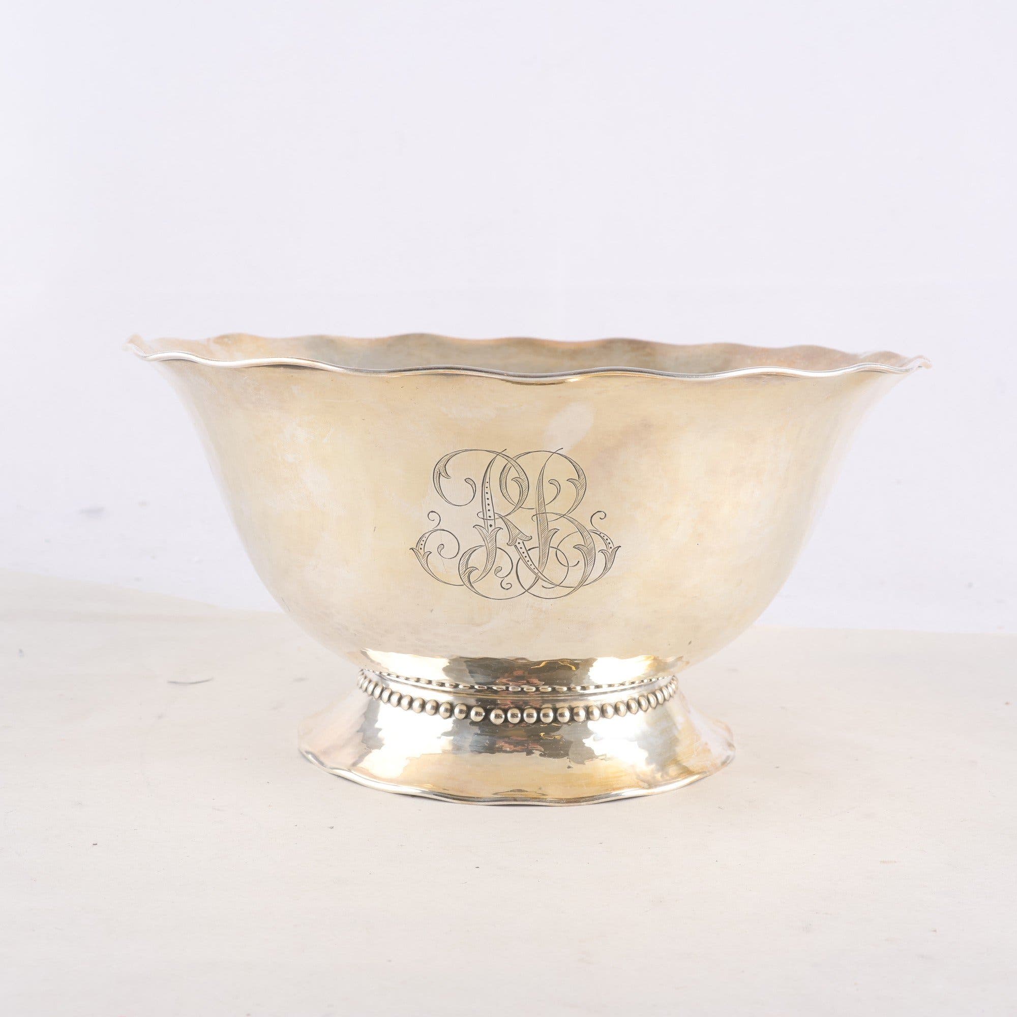 Skål, silver, kattfot, CGH, 1954