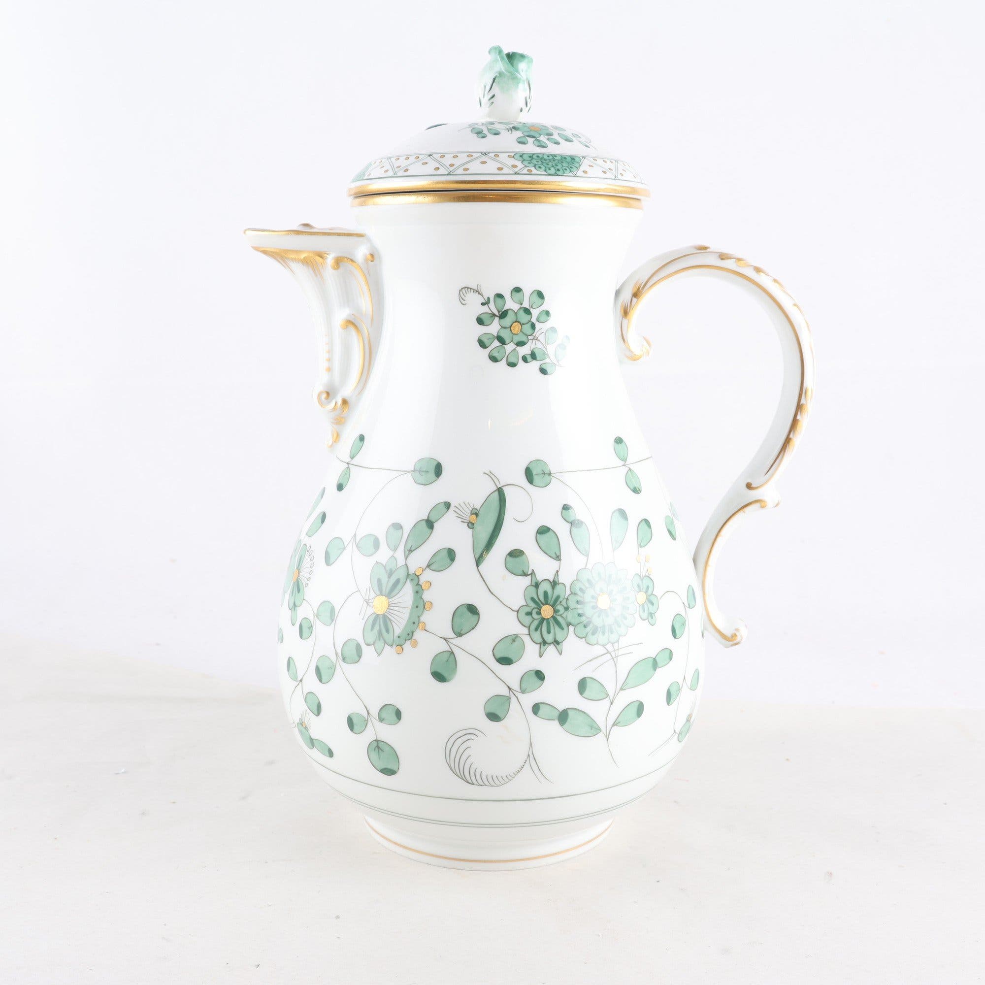 Tekanna, porslin, ”Indisk grön”, Meissen. Samfraktas ej