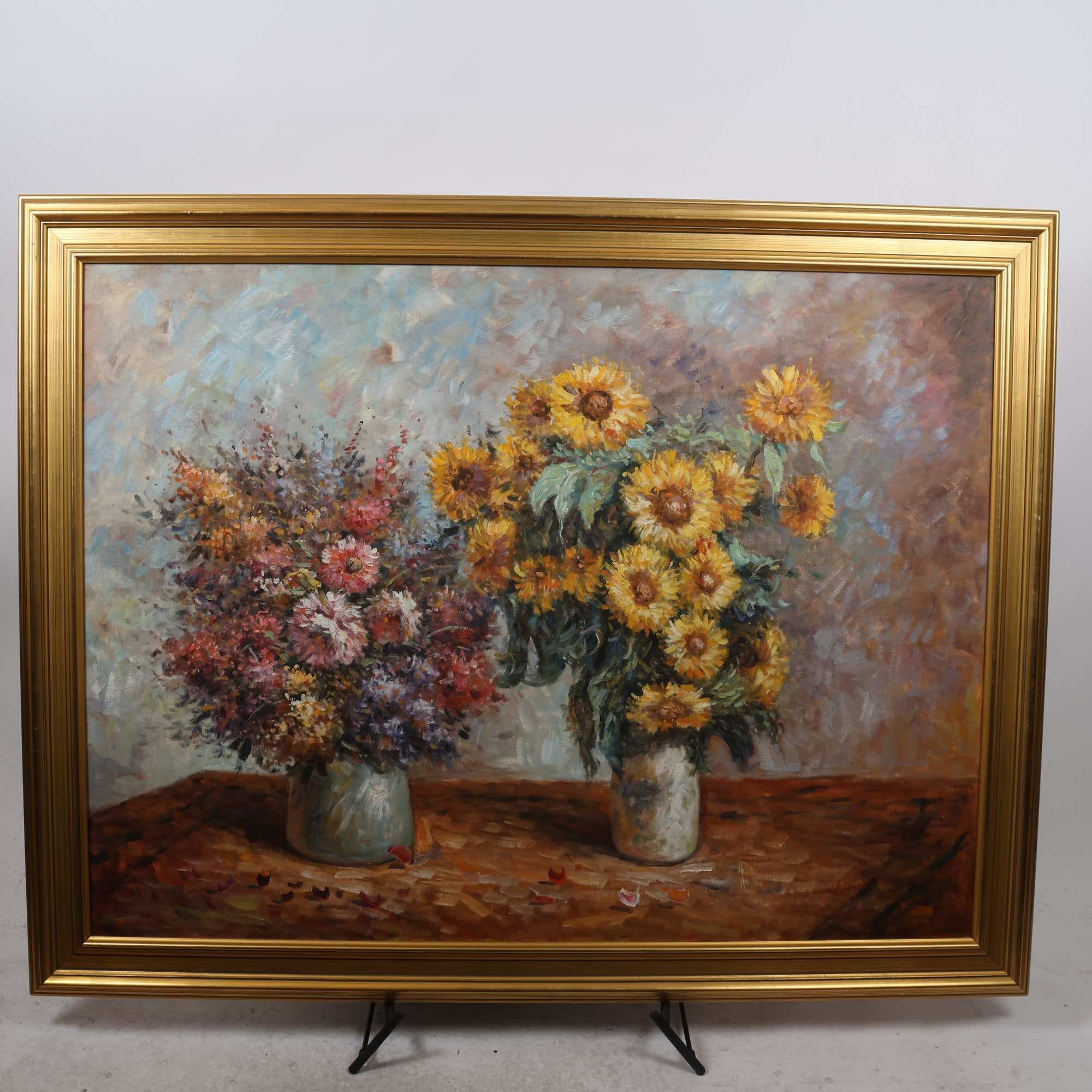 Blomsterstillében, olja på duk. Endast avhämtning