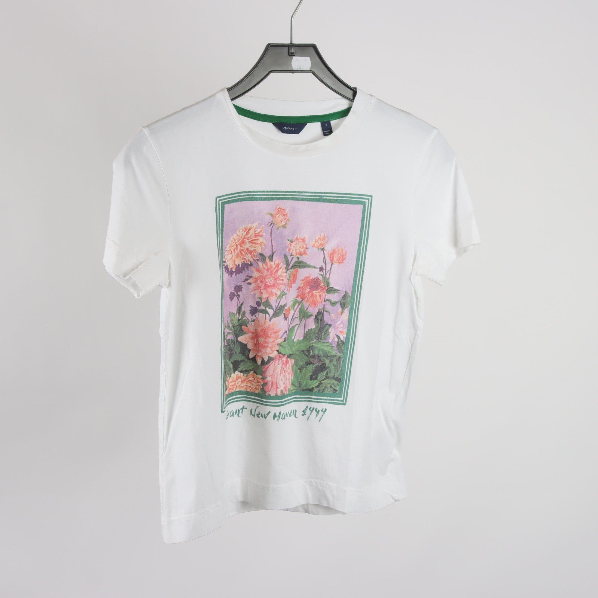 T-shirt, Gant, blommig, vit, stl. S.