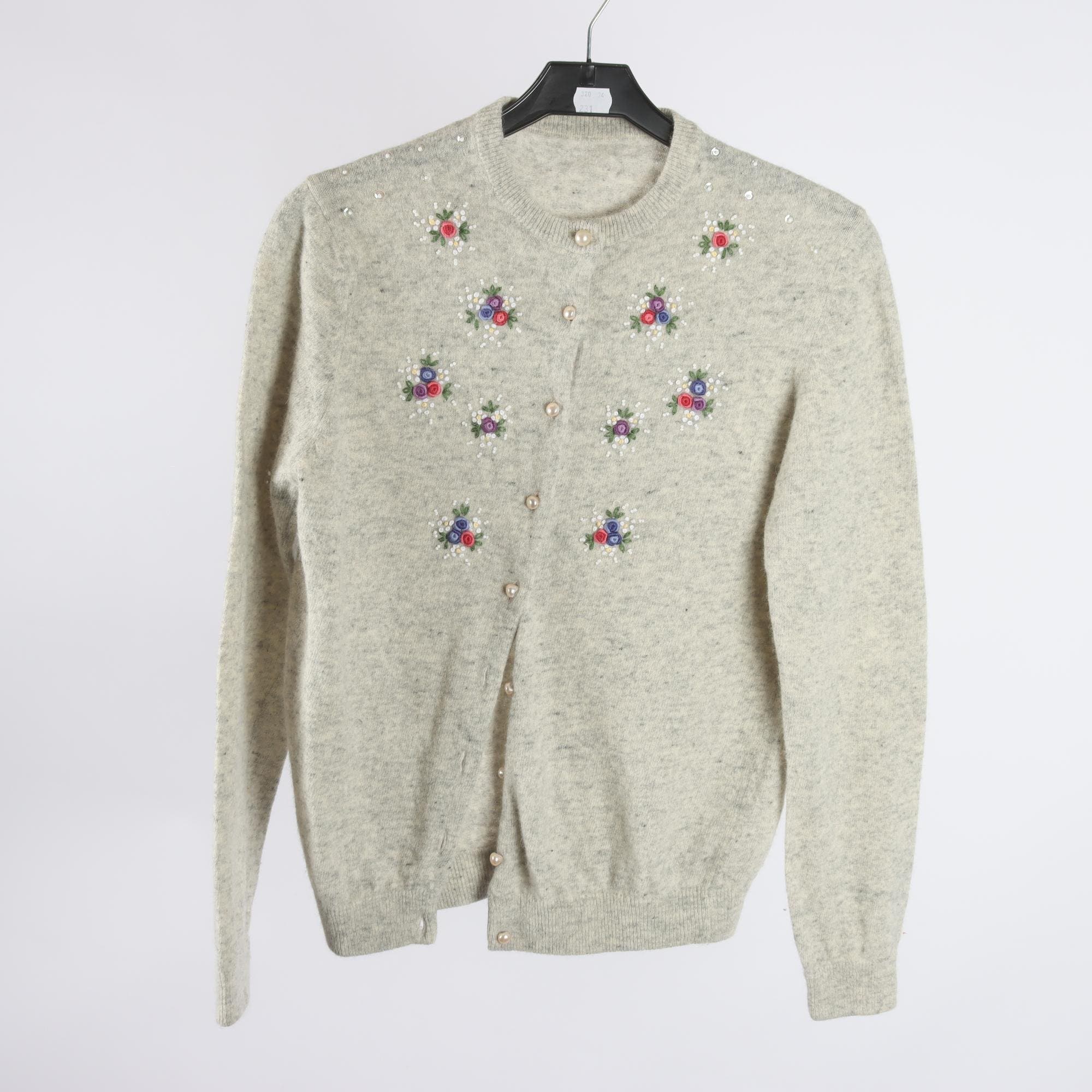 Kofta, Okänd, grå/beige, ull, stl. ca. S.
