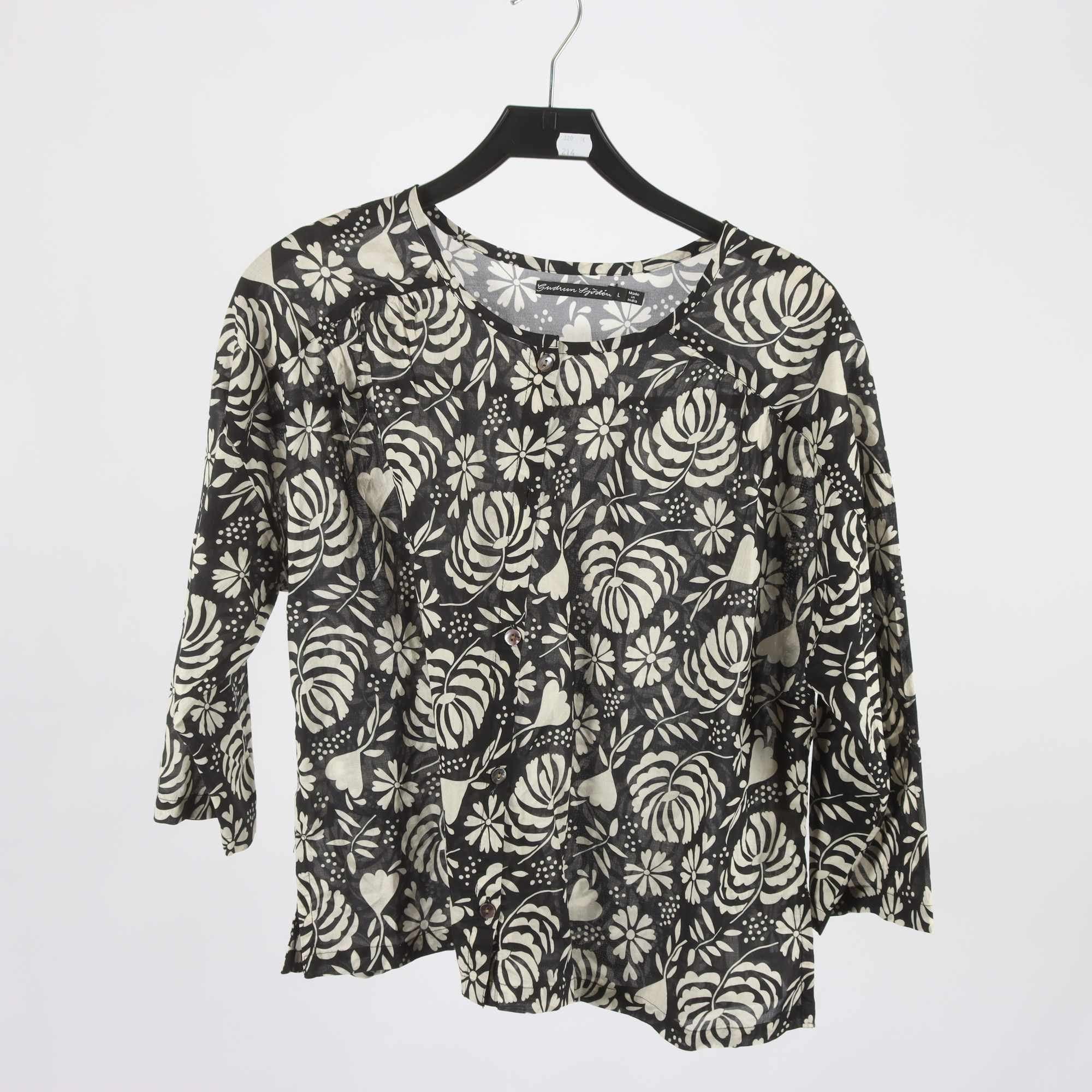 Blus, Gudrun Sjödén, svart, vit, mönstrad, stl. L.