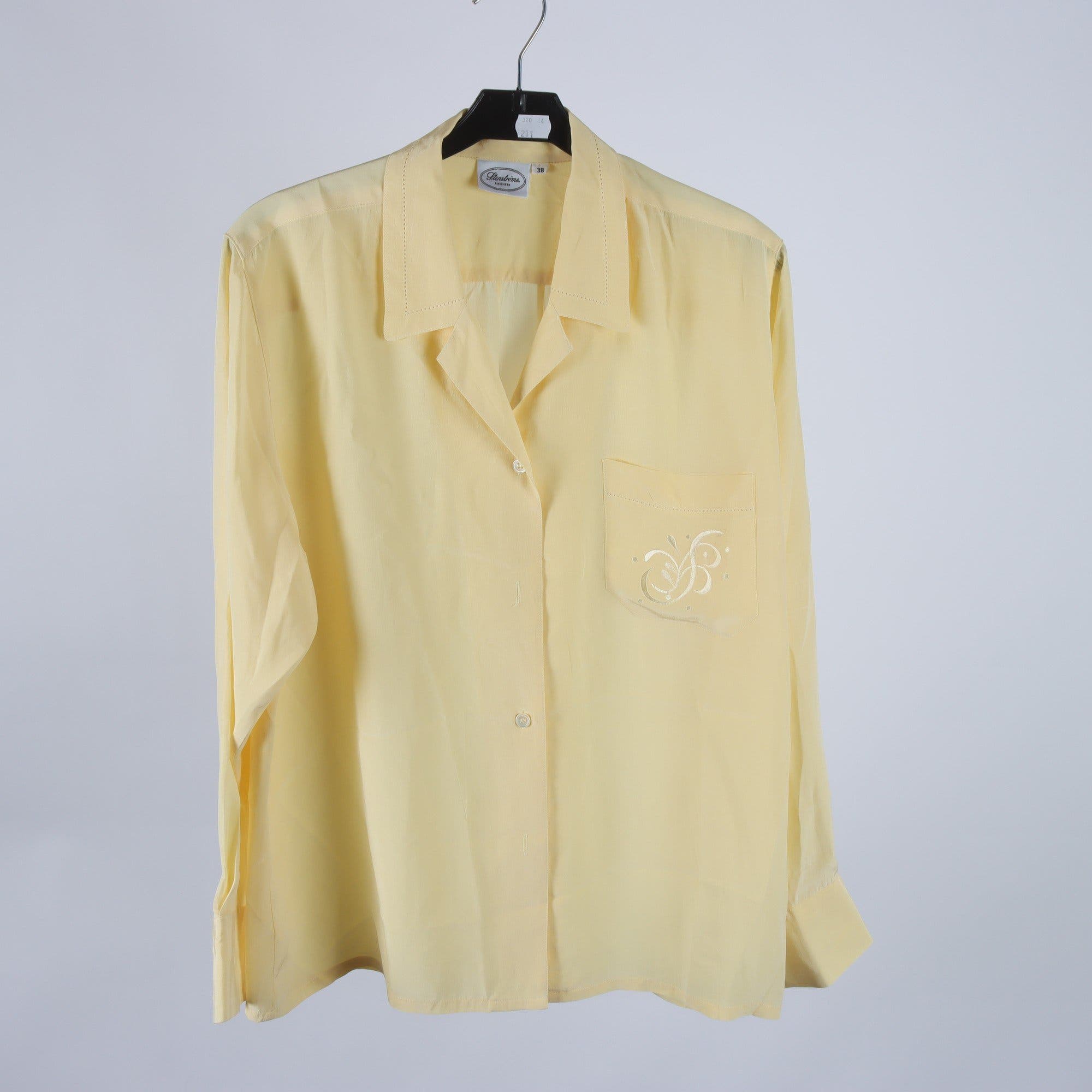 Blus, Stenströms, gul, 100% silke, stl. 38.