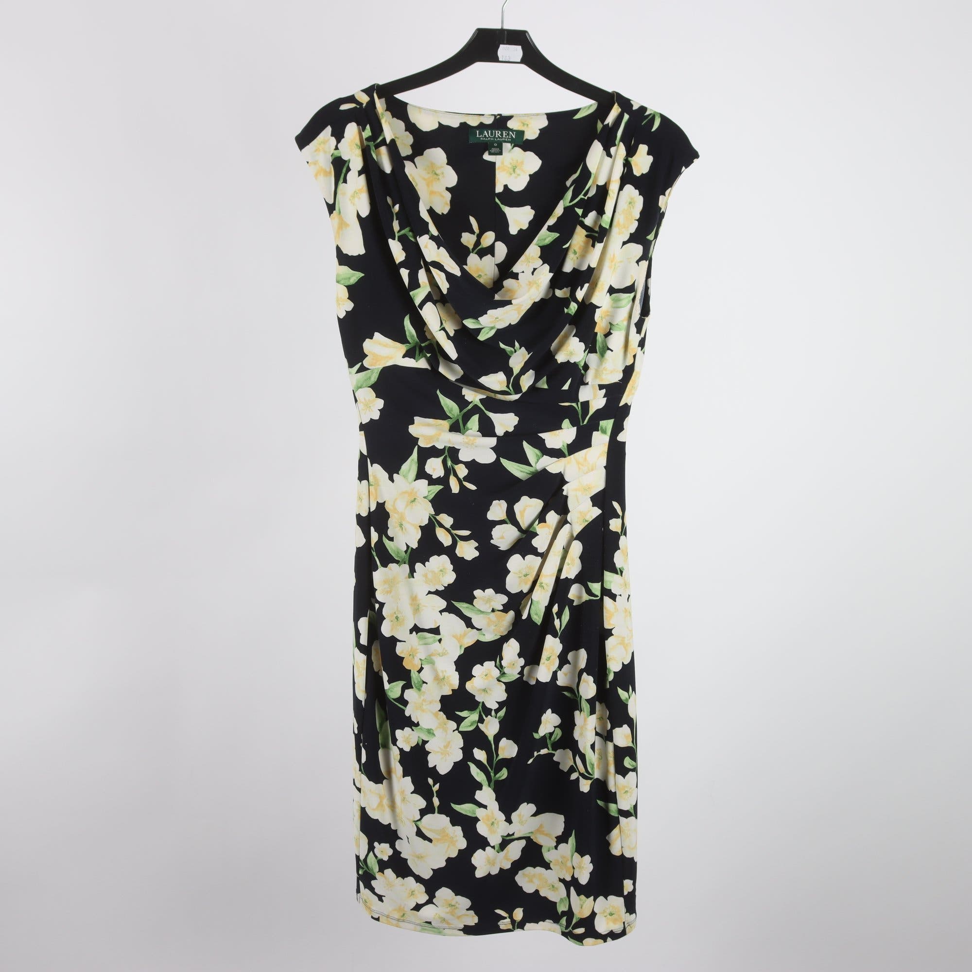Klänning, Lauren Ralph Lauren, blommig, svart, vit, stl. ca. XS/S.