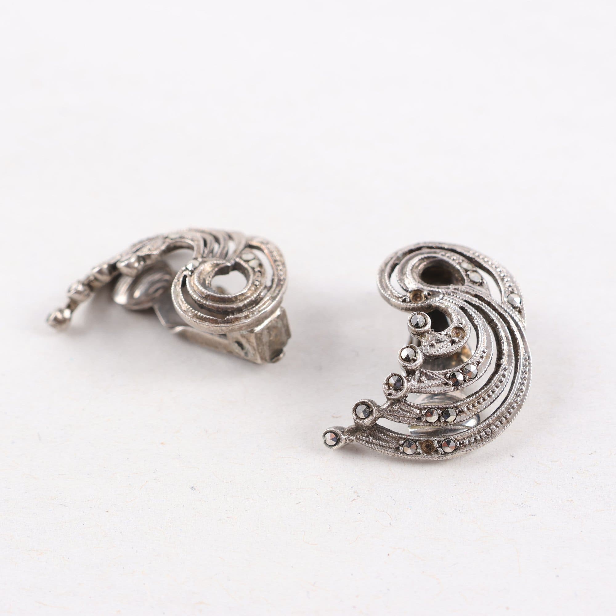 Öronclips, silver, markasiter