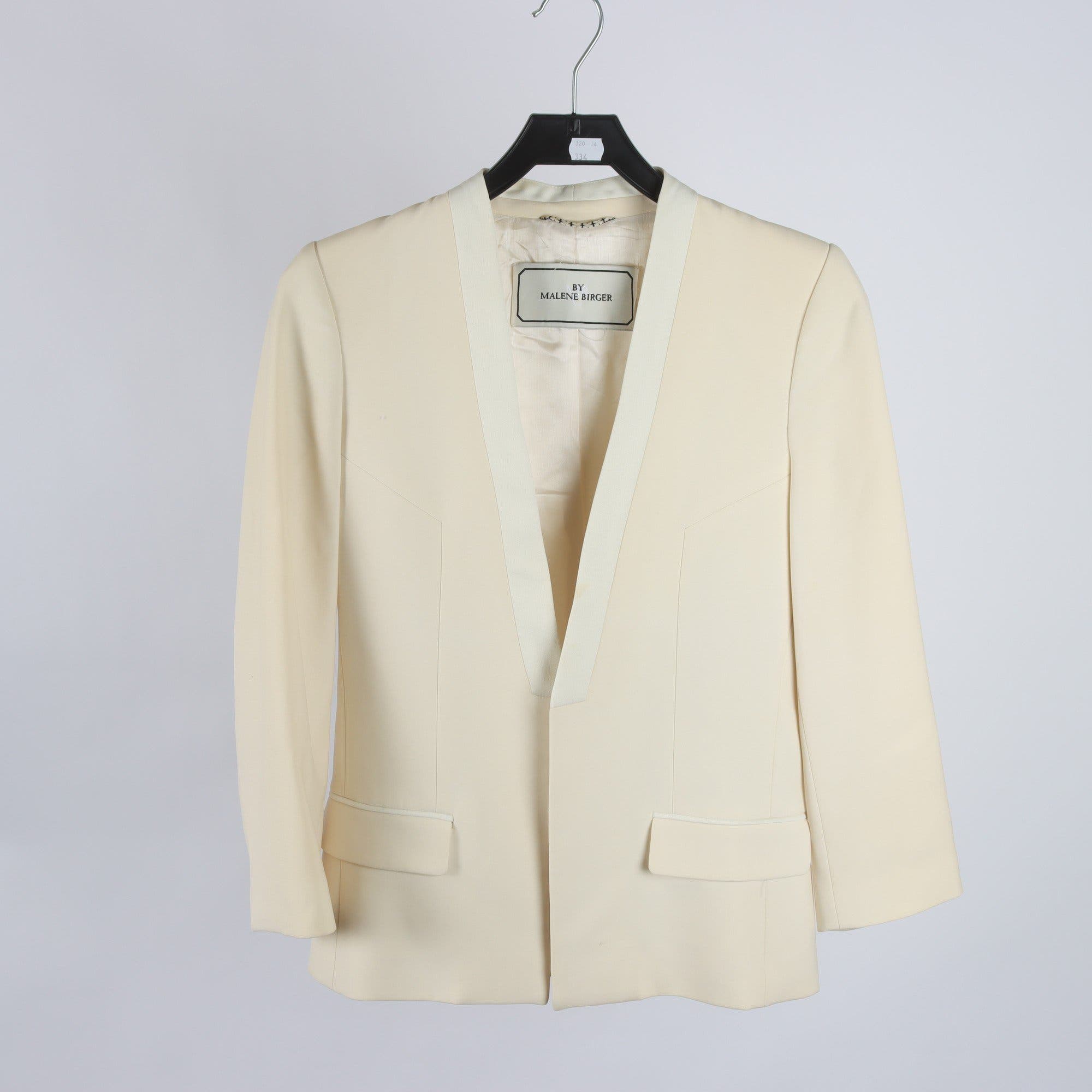 Kavaj, By Malene Birger, vit, beige, ull, stl. 36.