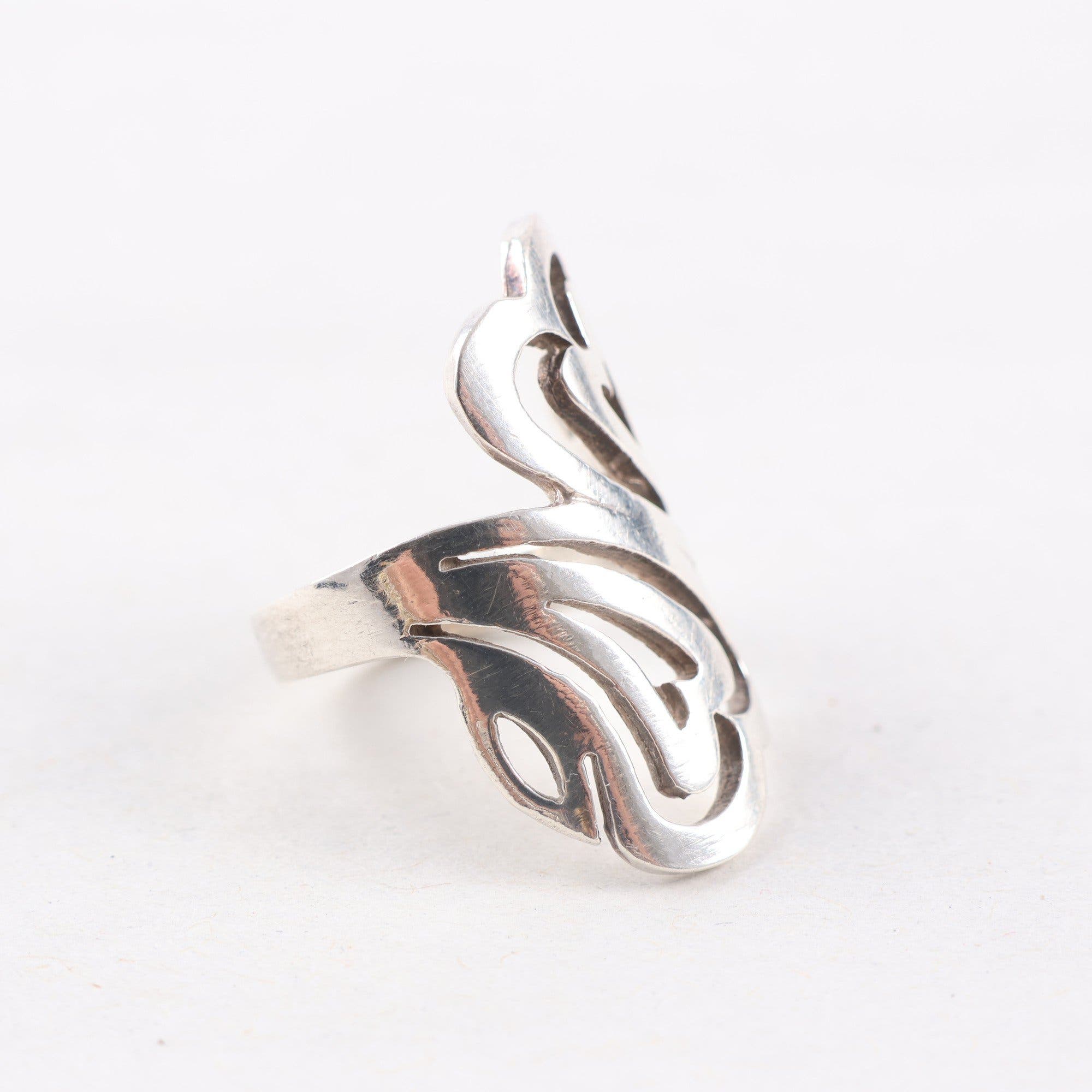 Ring, silver, hjärtan, modern stil