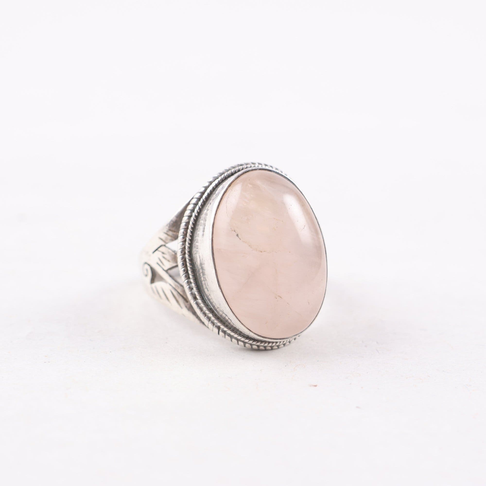 Ring, silver 925, rosenkvarts, vintage