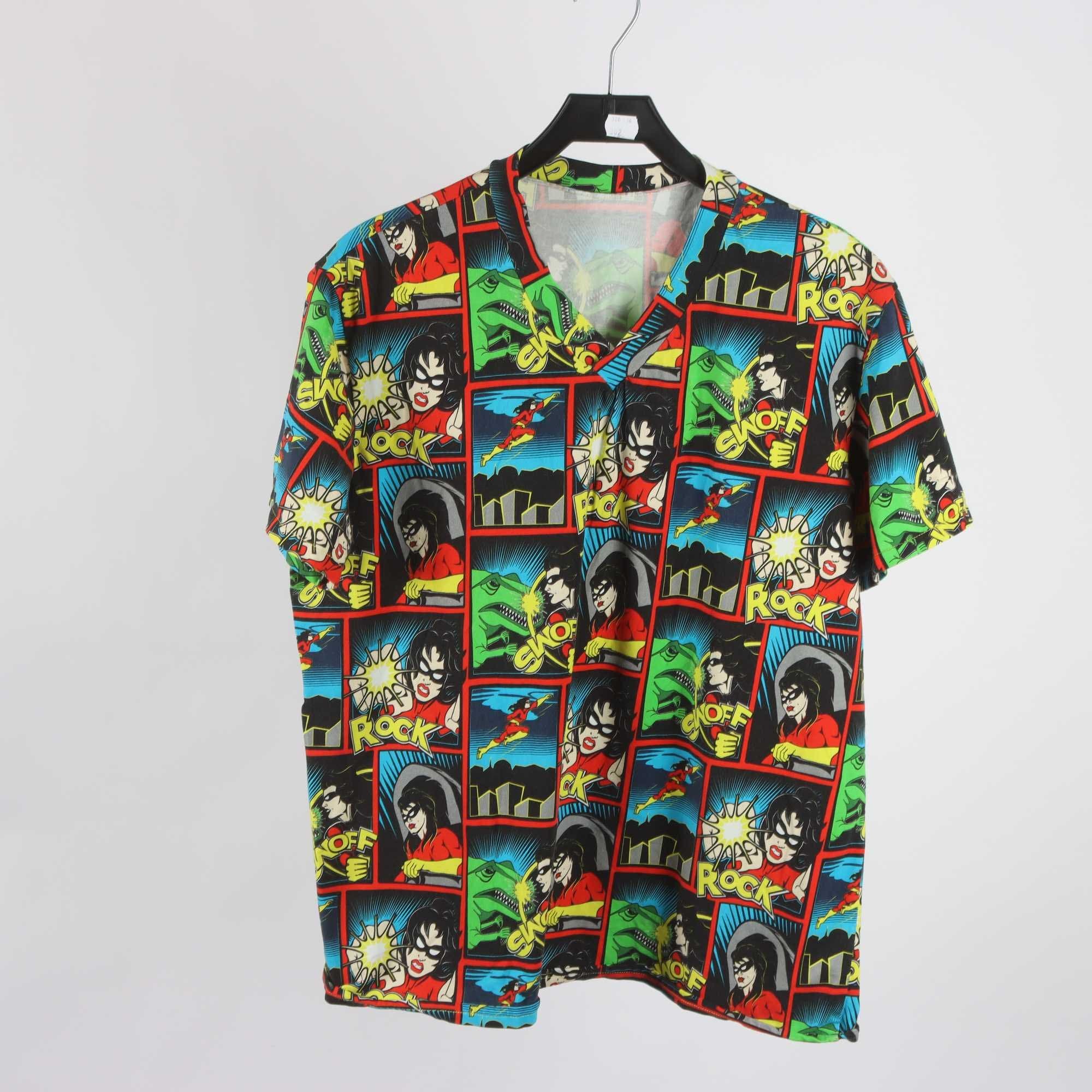 T-shirt, Okänd, mönstrad, svart, serietidning, stl. ca M.
