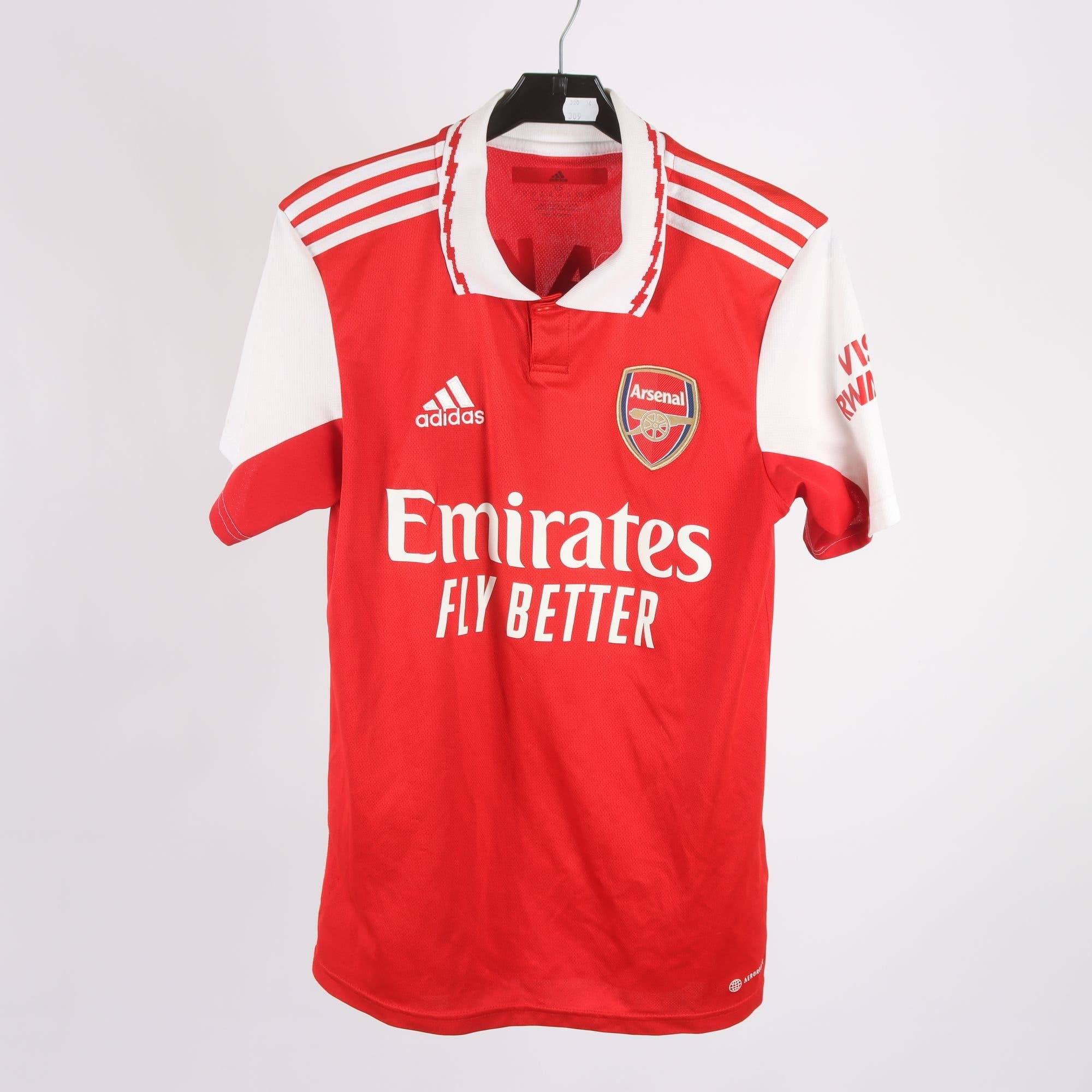 Fotbollströja, Adidas, Arsenal, Saka, röd, vit, stl. XS.