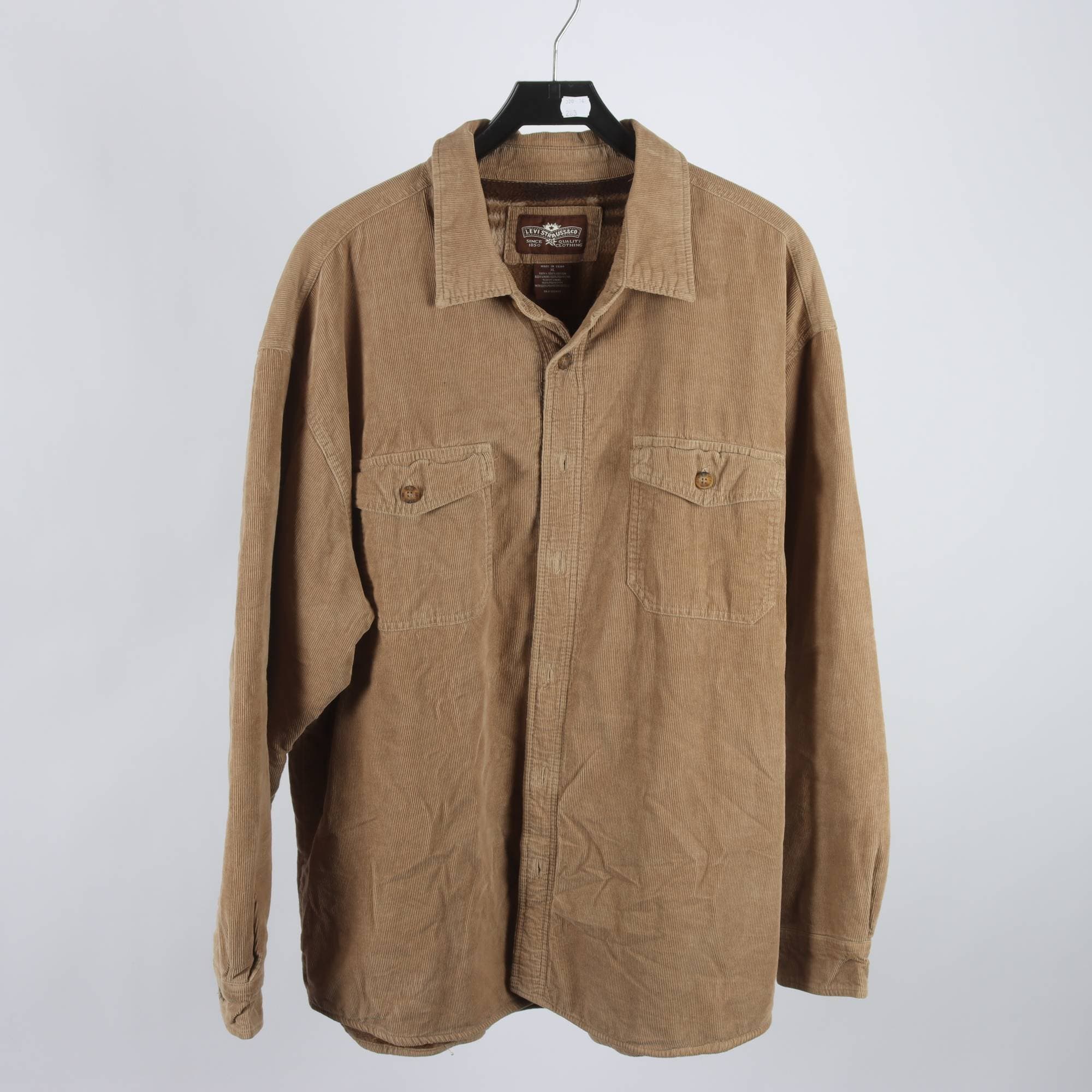 Fodrad skjorta, Levis, brun, manchester, stl. XL.