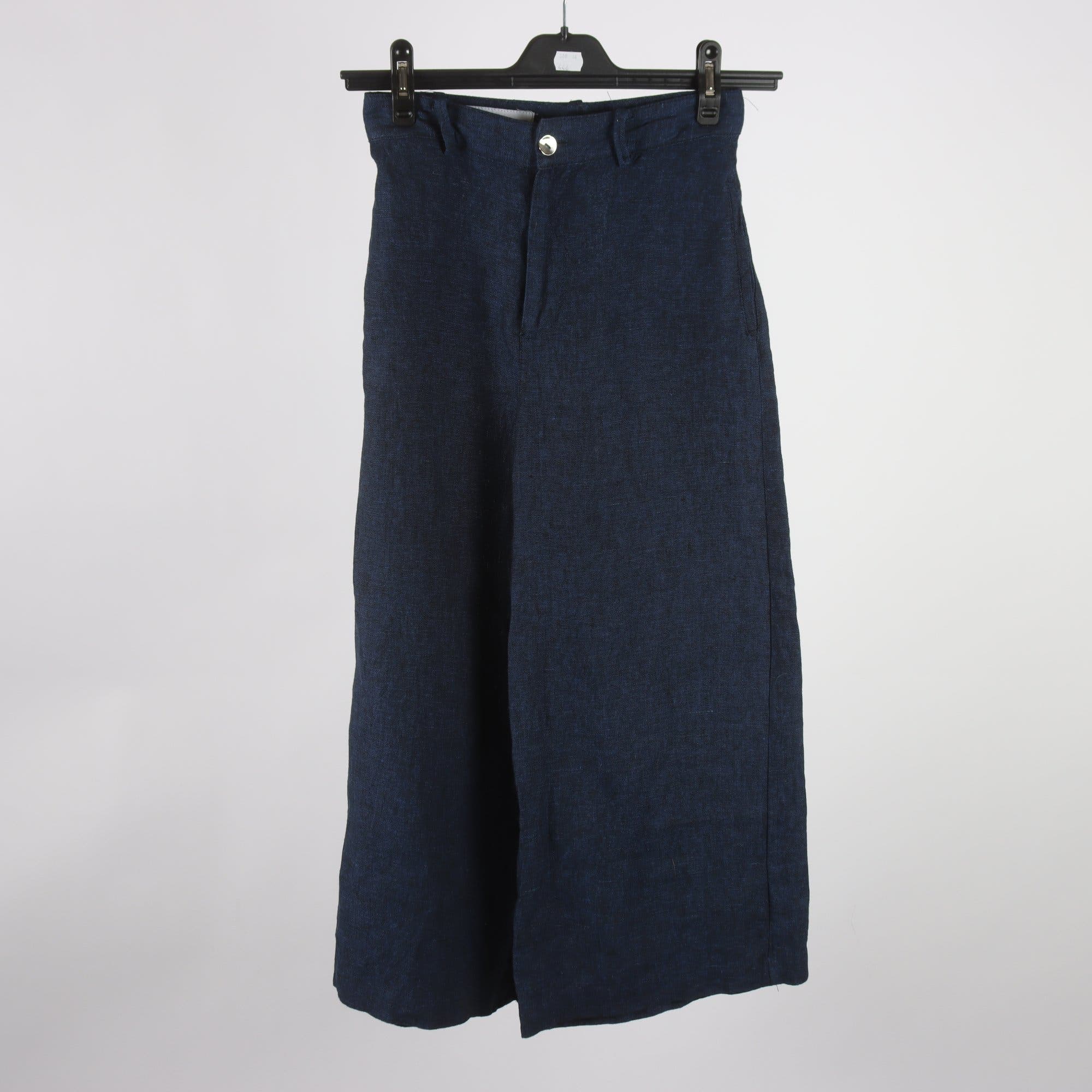 Ankelbyxor, Zara, blå, 100% lin, stl. XS.