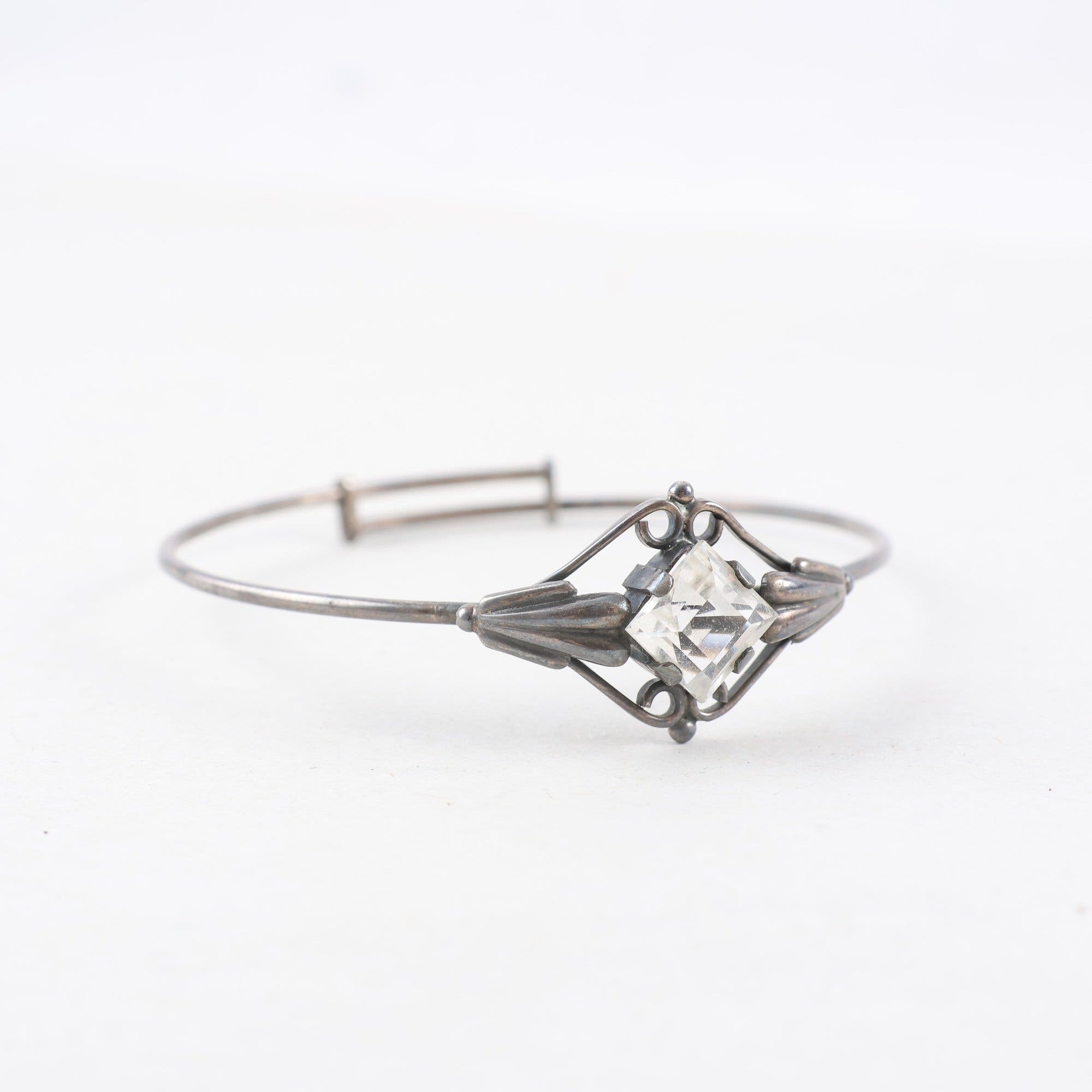 Armband med steninfattning, jugend, silver