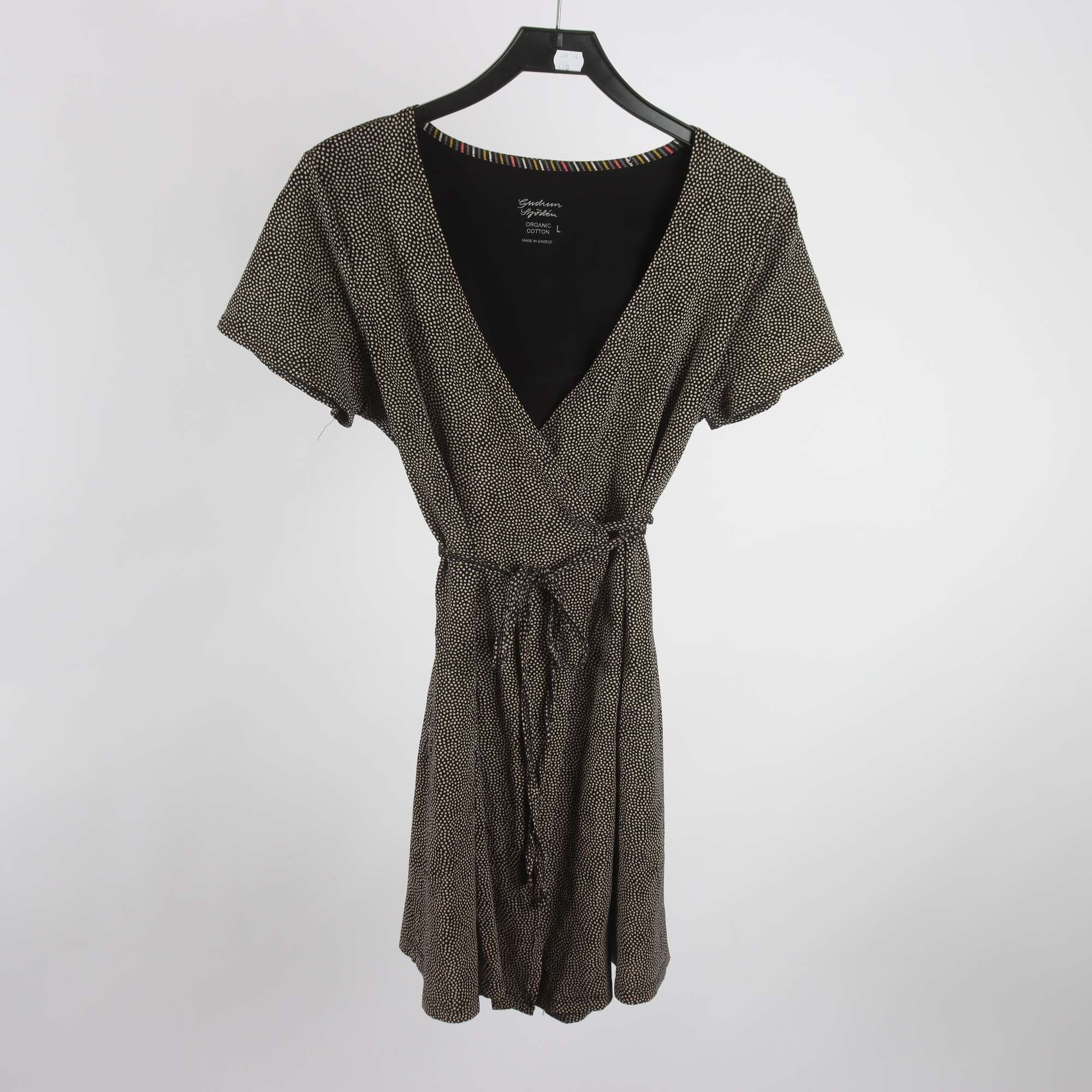 Klänning, Gudrun Sjödén, prickig, svart, beige, stl. L.