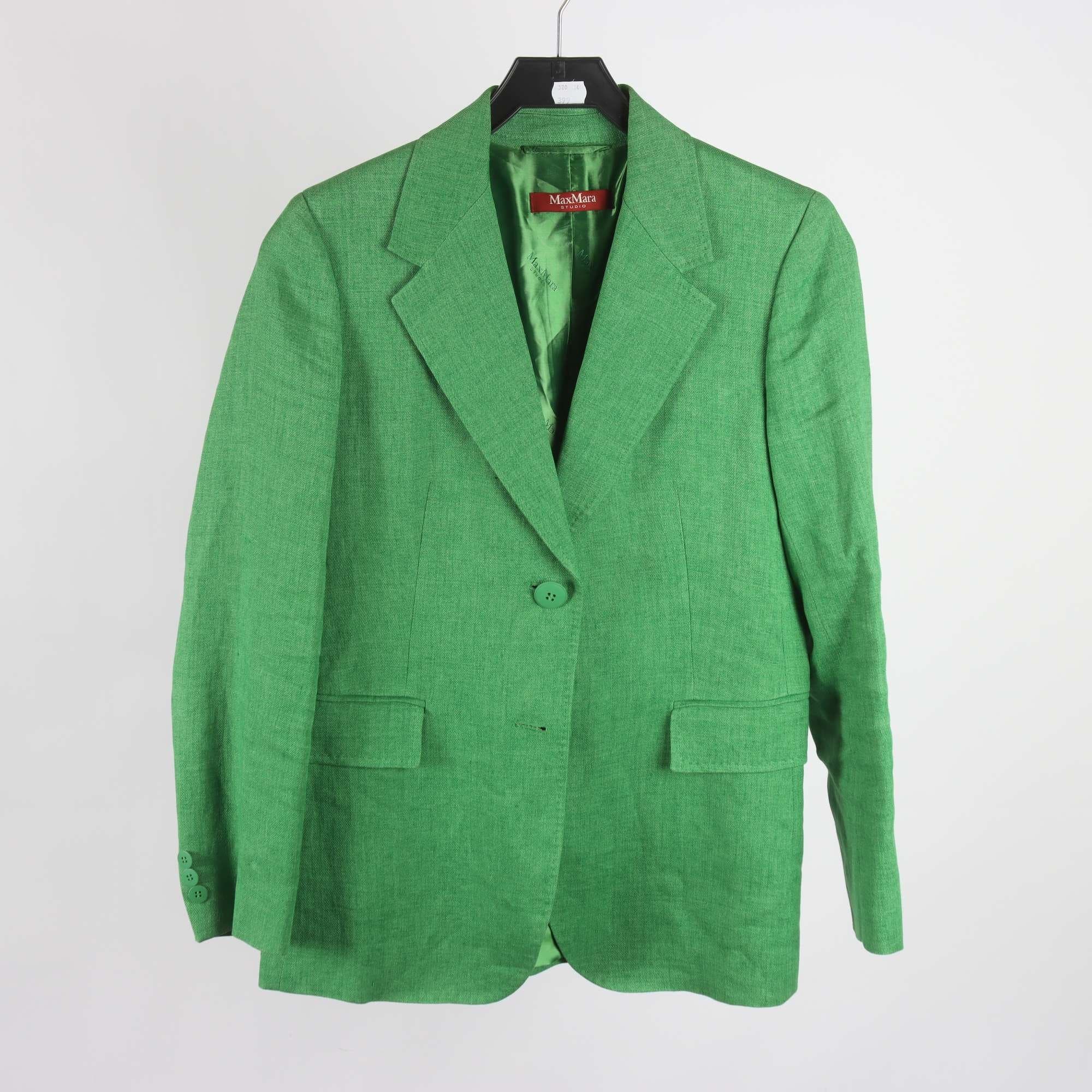 Kavaj, MaxMara Studio, grön, 100% lin, stl. 36.