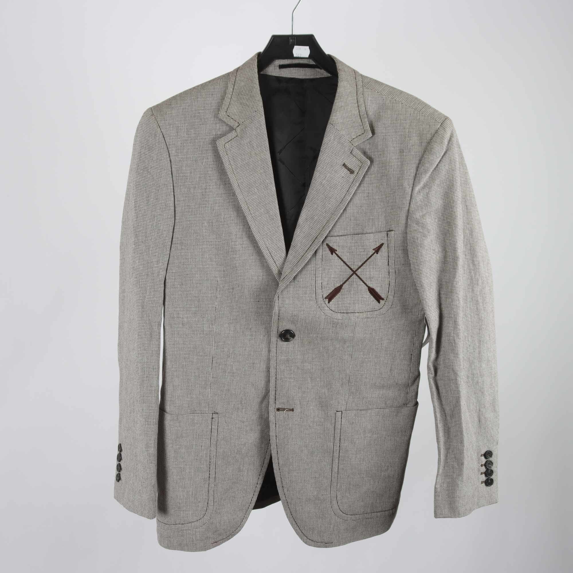 Kavaj, Viktor & Rolf x H&M, grå, rutig, lin, bomull, stl. 50.