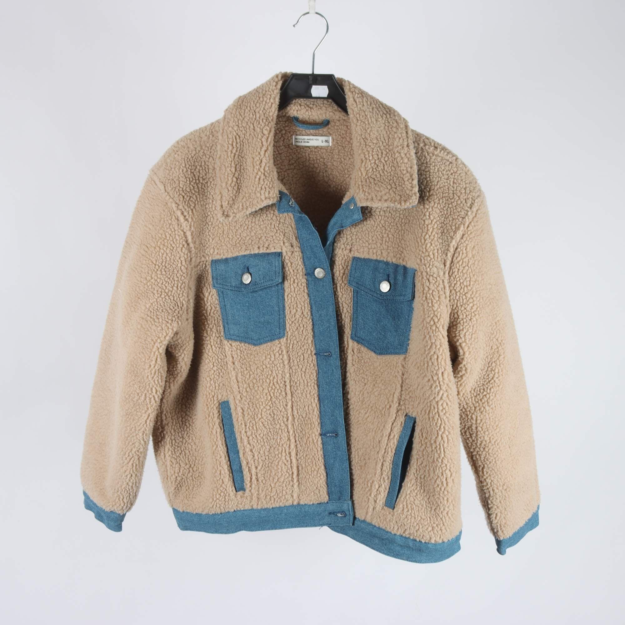 Pilejacka, Unique Denim, beige, blå, stl. L/XL.