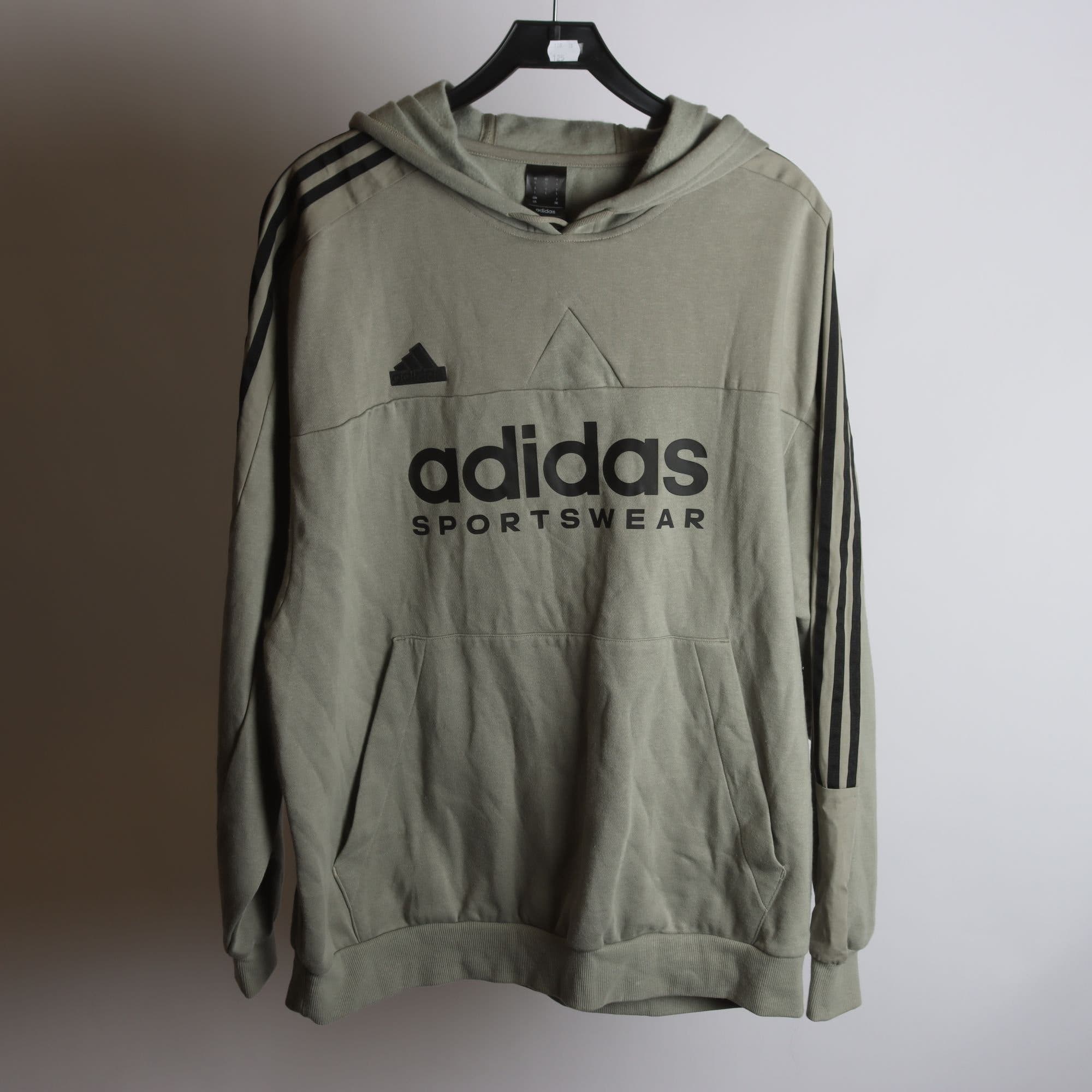 Hoodie, Adidas, grå/grön, stl. L