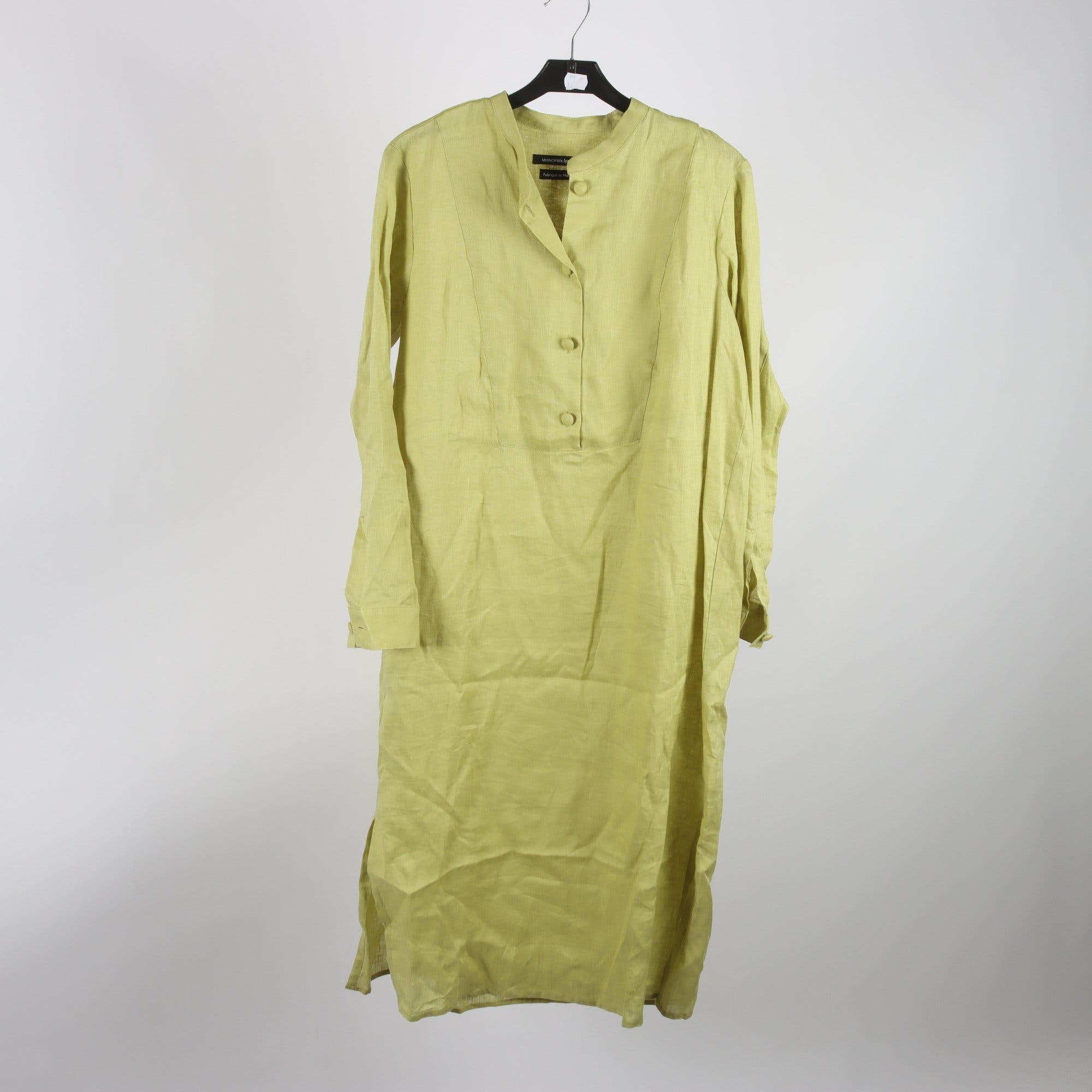 Klänning, Monoprix Femme, grön, 100% lin, stl. 36.
