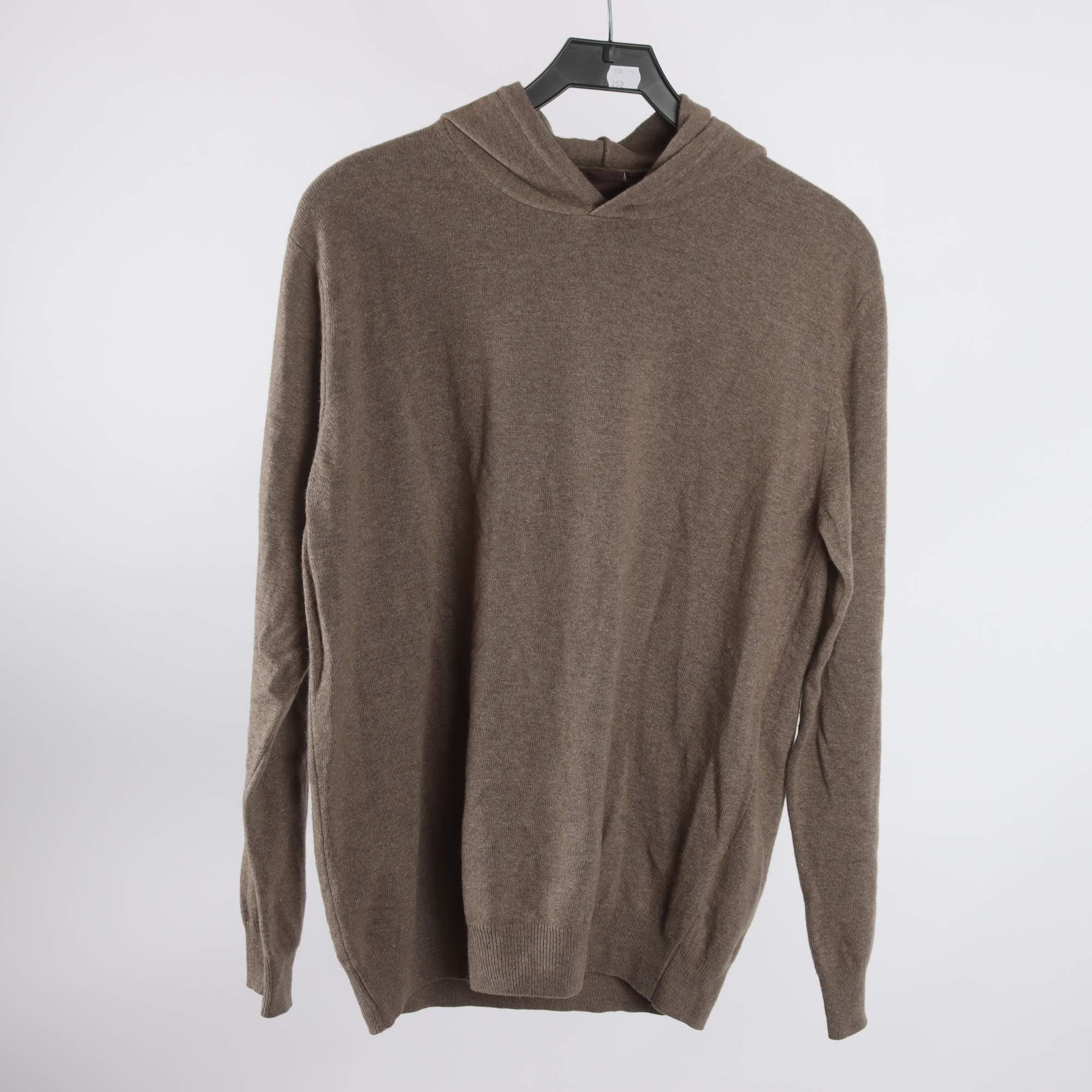Hoodie, Oscar Jacobson, brun, stickad, ull, cashmere, stl. L.
