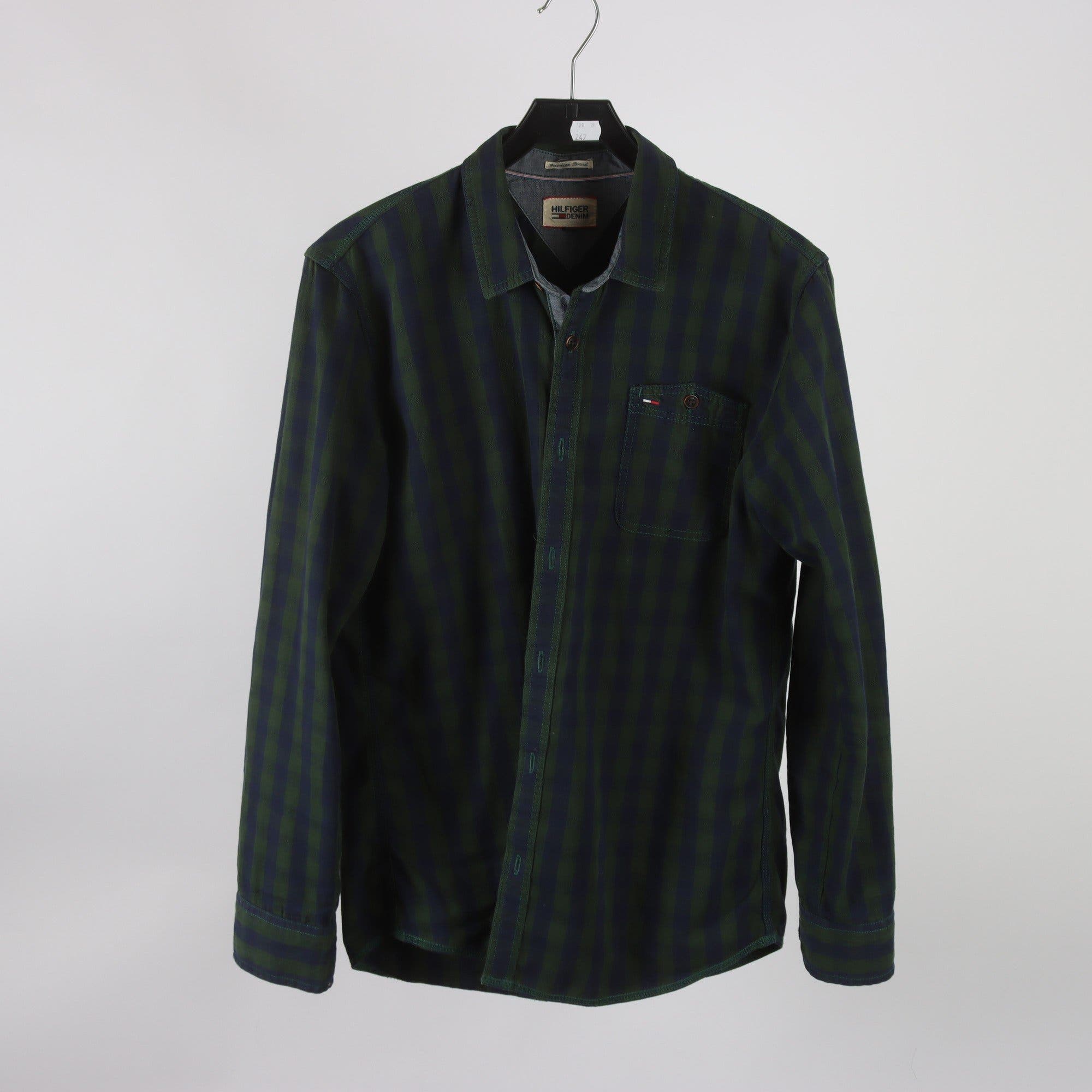 Skjorta, Hilfiger Denim, randig, blå, grön, stl. L.