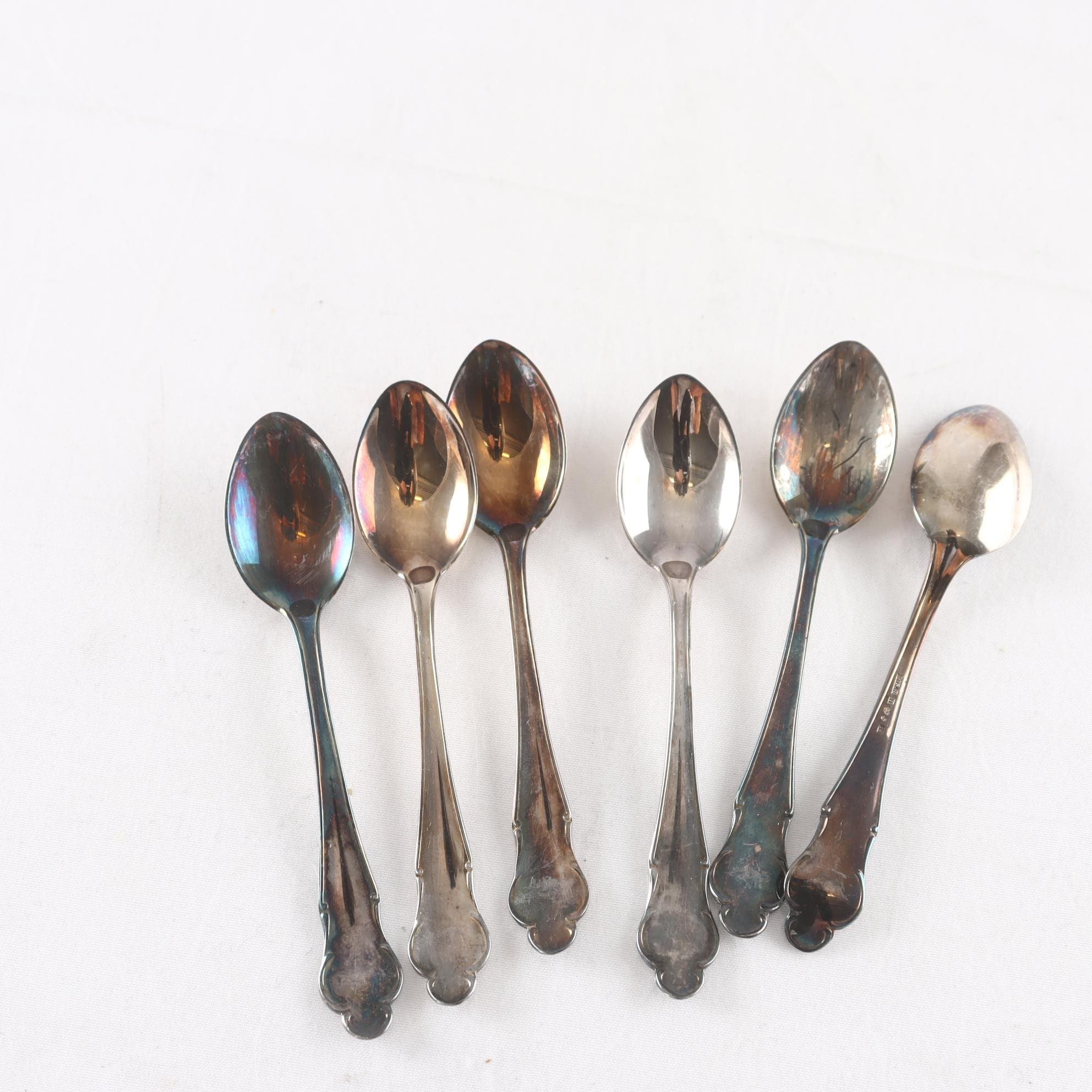 Teskedar, Silver, stämplade kattfot & S, 6 st