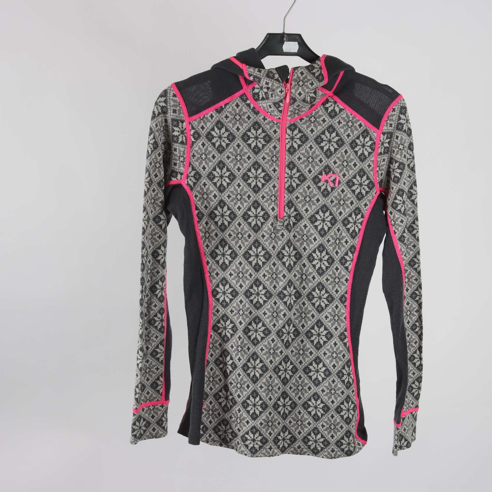 Underställströja, Kari Traa, grå, rosa, 100% ull, stl. M.