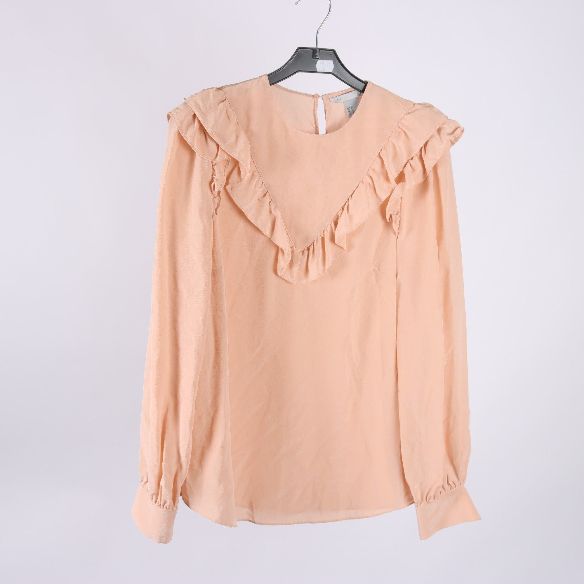 Blus, H&M, aprikos, silke, stl. 36.