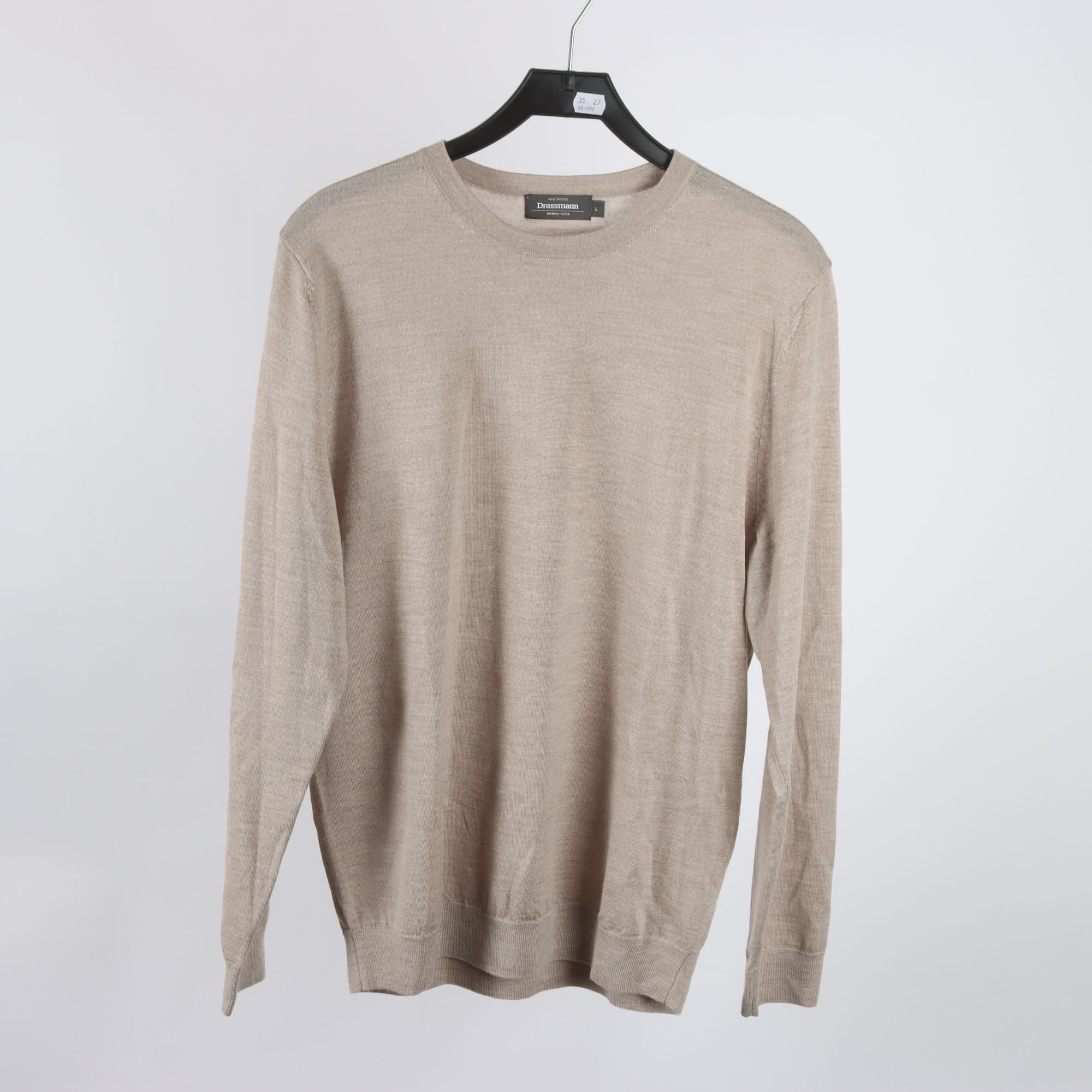 Stickad tröja, Dressman, 100% merino ull, stl. L