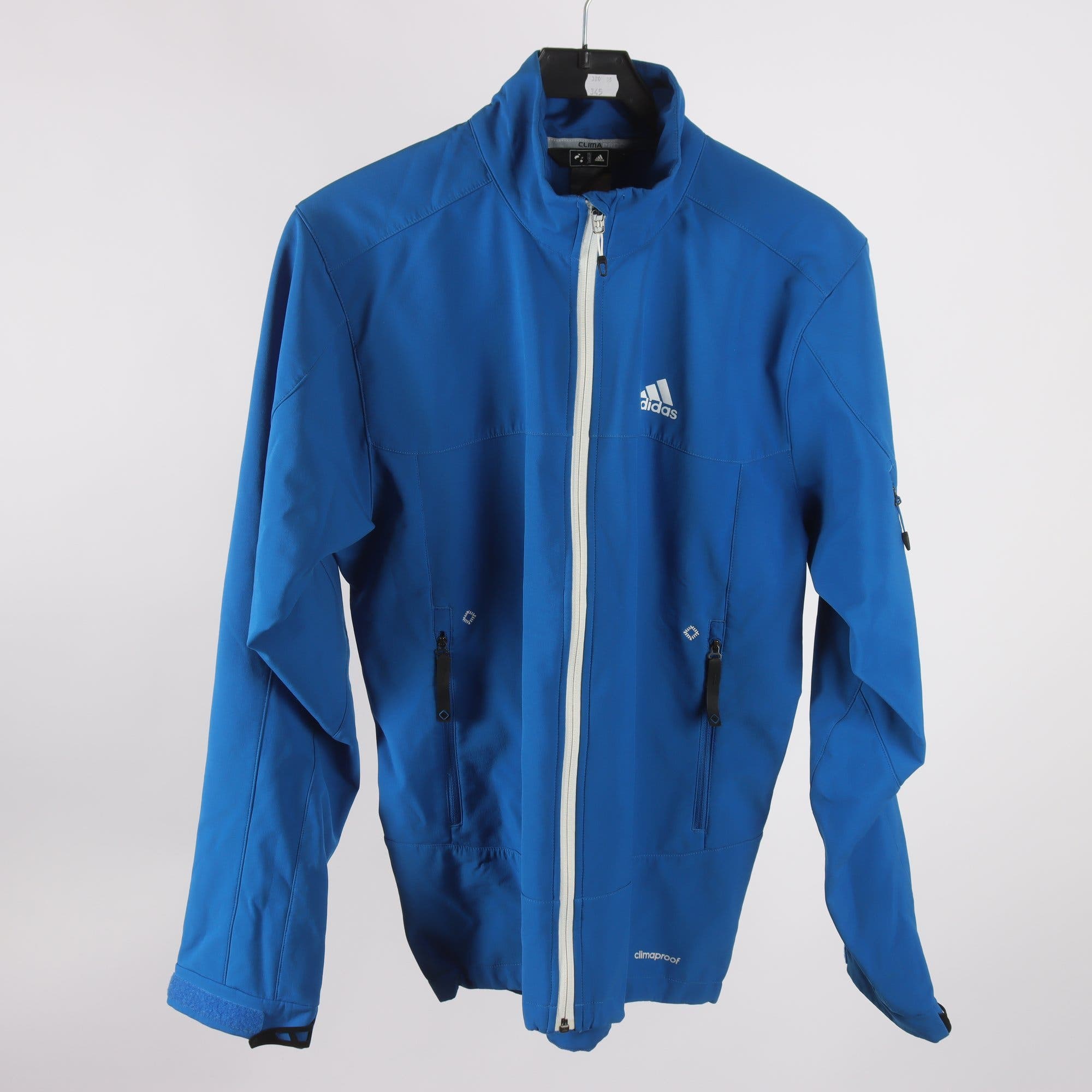 Träningsjacka, Adidas, vit, blå, stl. ca. L.