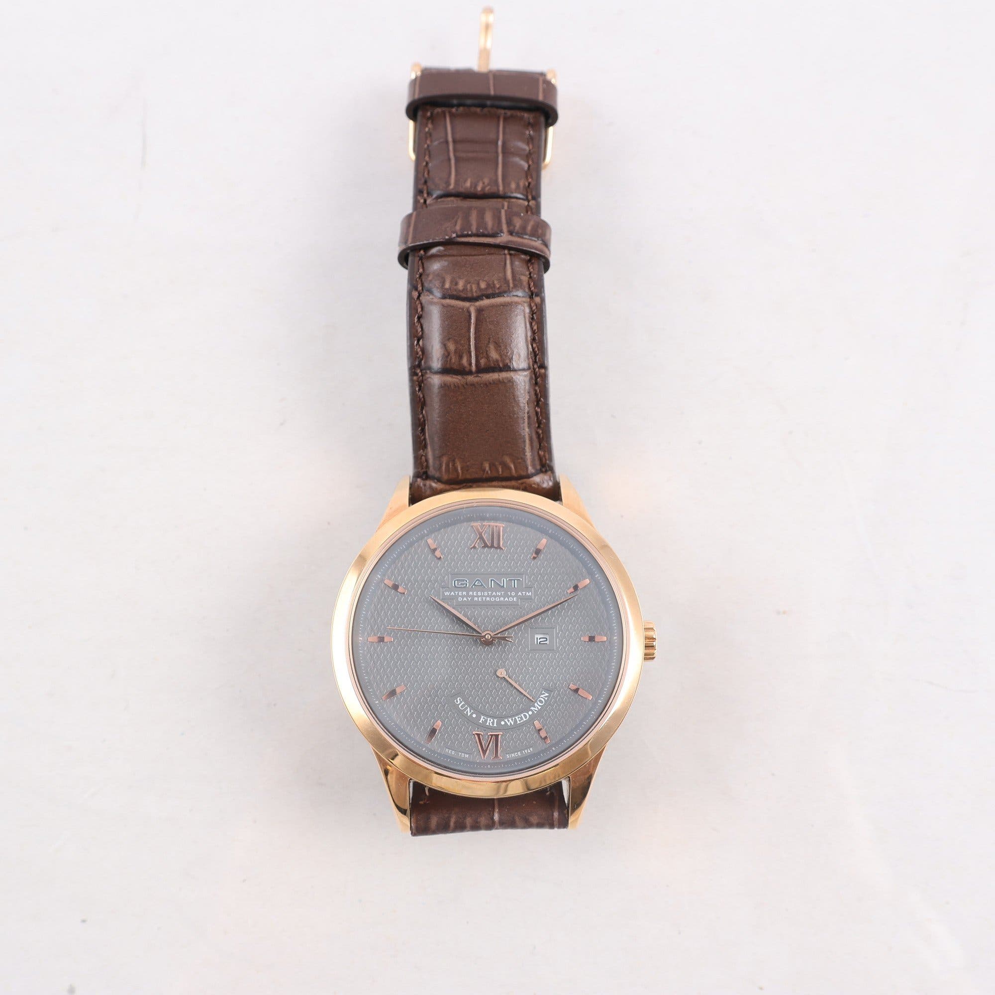 Armbandsur, roséfärgat stål, Gant, datum, quartz