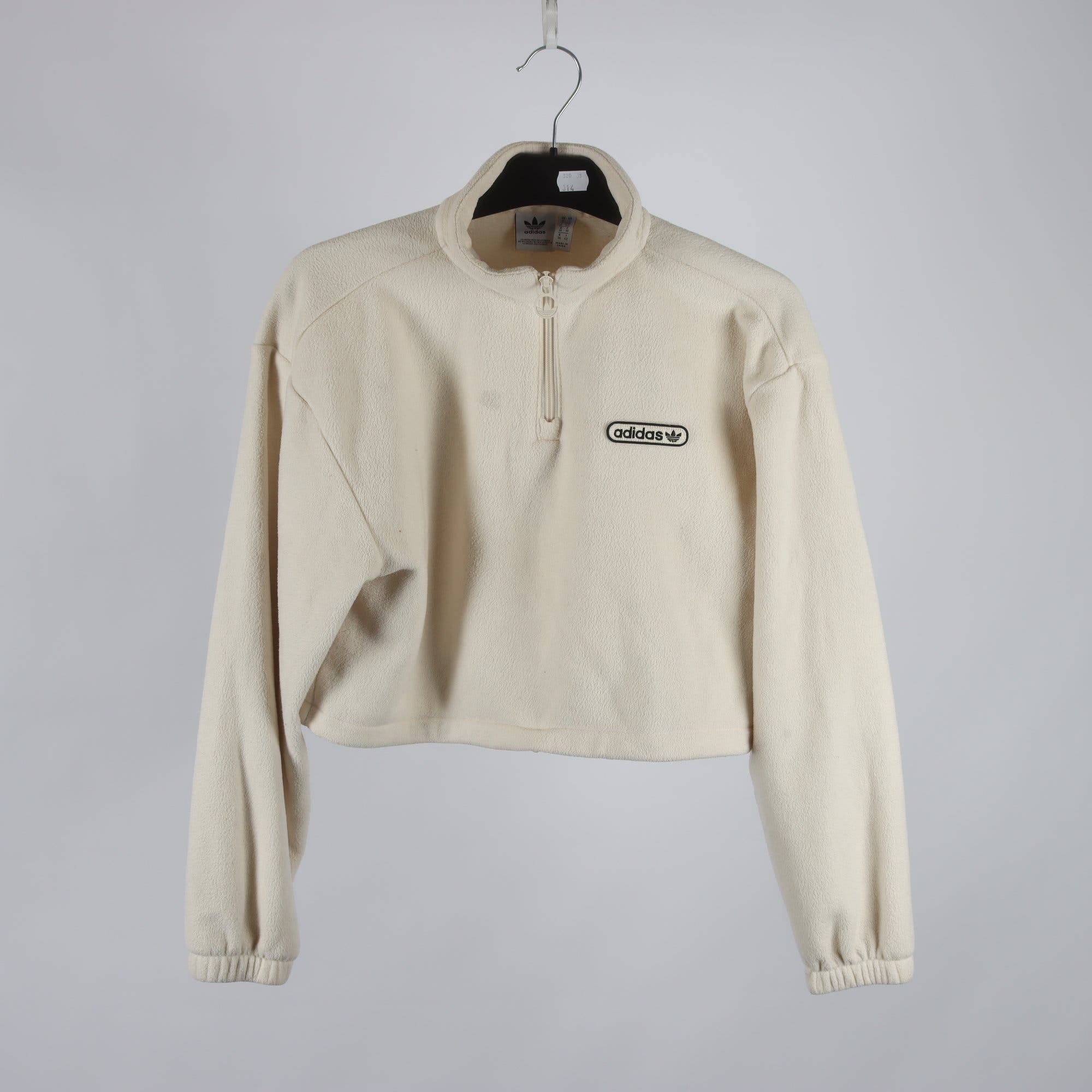 Fleecetröja, Adidas, vit, stl. 36.