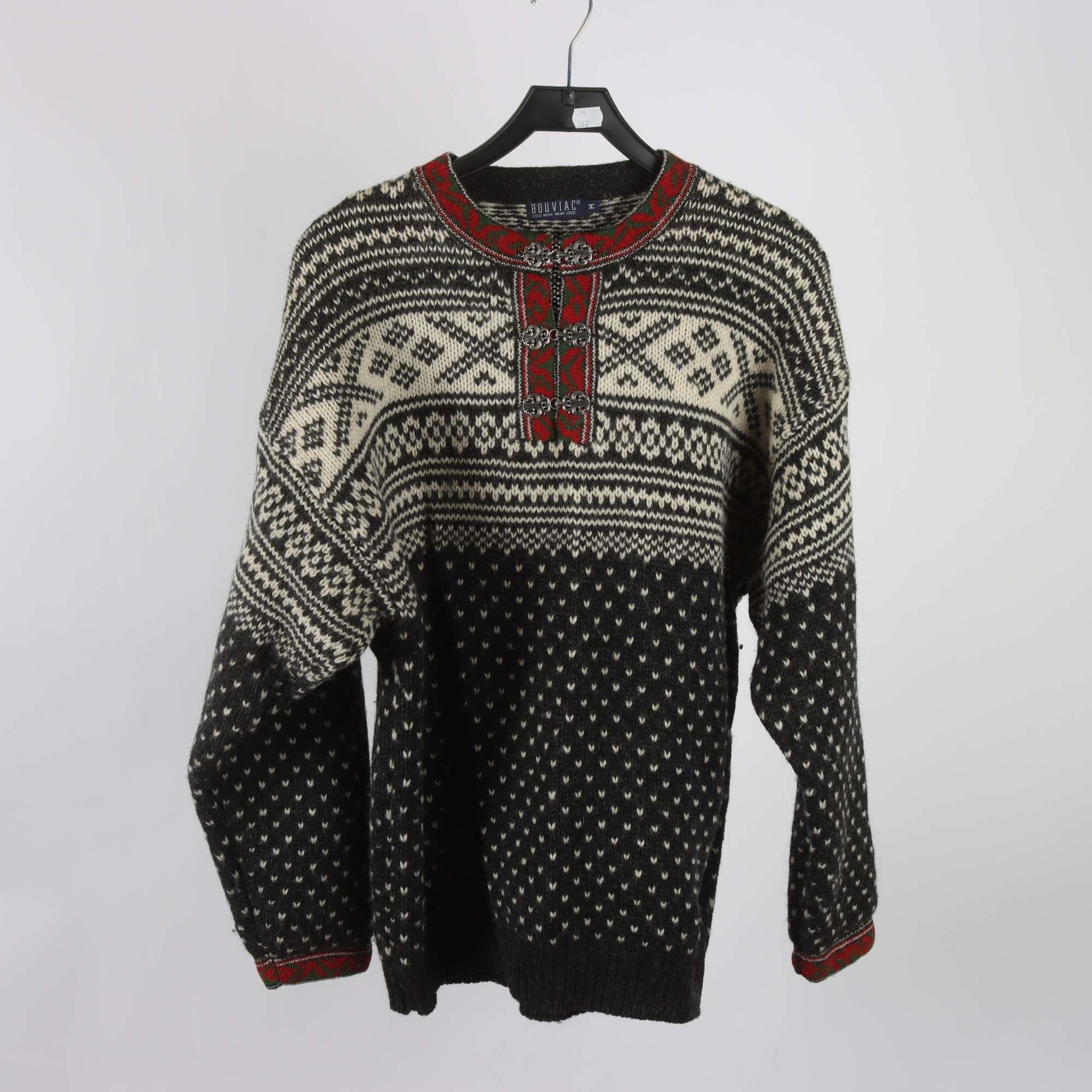 Lusekofta, Bouviac, svart, beige, 100% ull, stl. M.